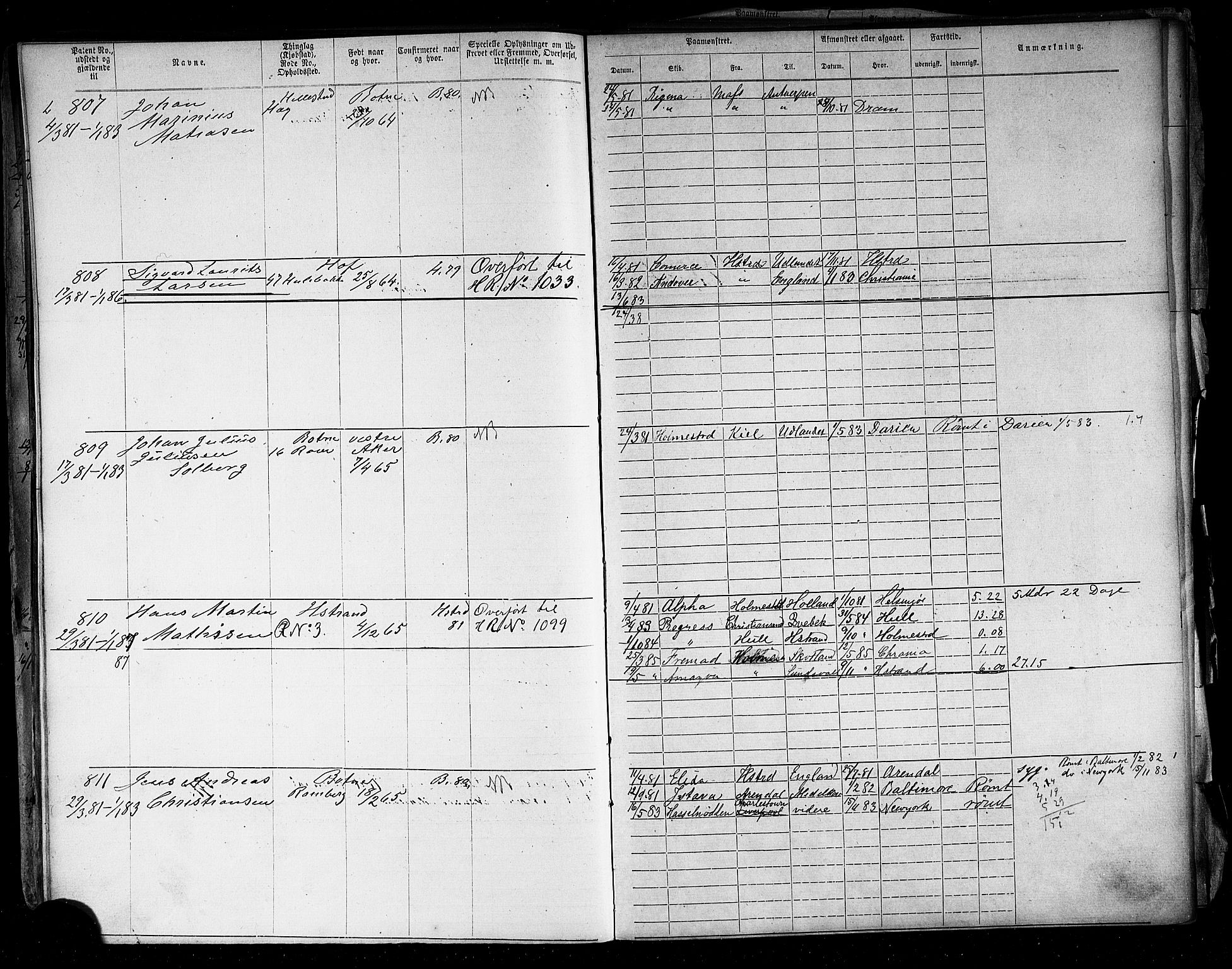 Holmestrand innrulleringskontor, SAKO/A-1151/F/Fb/L0003: Annotasjonsrulle, 1868-1886, p. 164