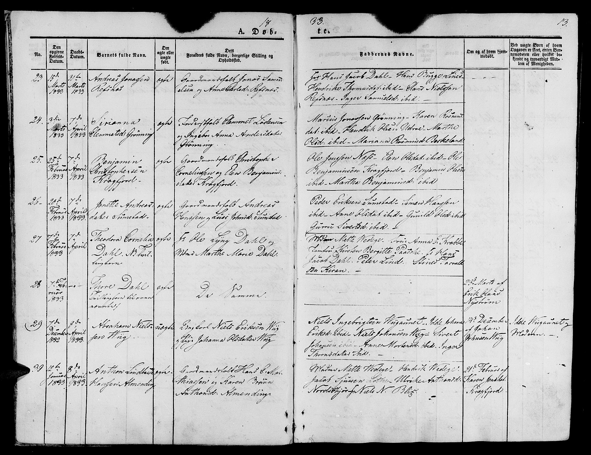 Ministerialprotokoller, klokkerbøker og fødselsregistre - Sør-Trøndelag, SAT/A-1456/657/L0703: Parish register (official) no. 657A04, 1831-1846, p. 13