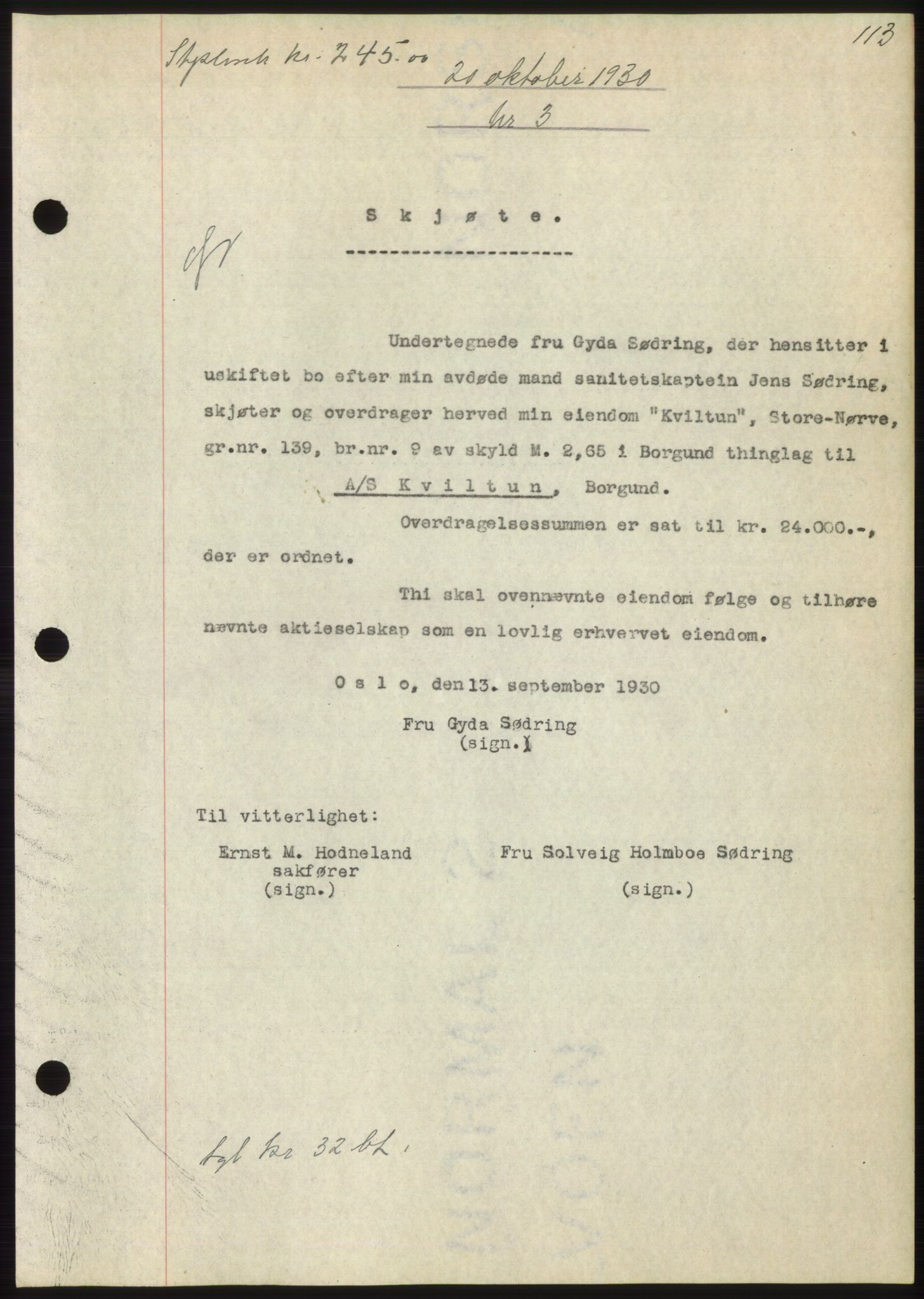 Nordre Sunnmøre sorenskriveri, AV/SAT-A-0006/1/2/2C/2Ca/L0047: Mortgage book no. 47, 1930-1931, Deed date: 20.10.1930