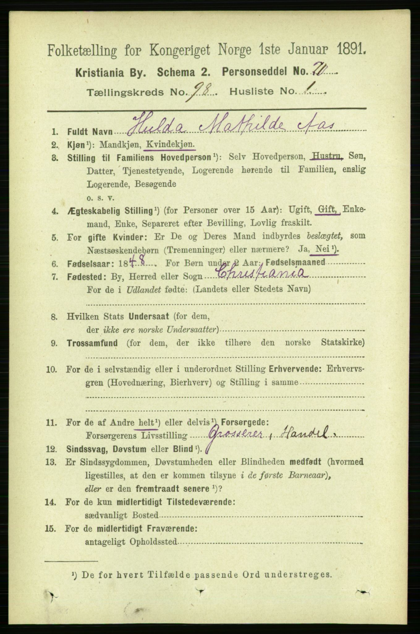 RA, 1891 census for 0301 Kristiania, 1891, p. 47719