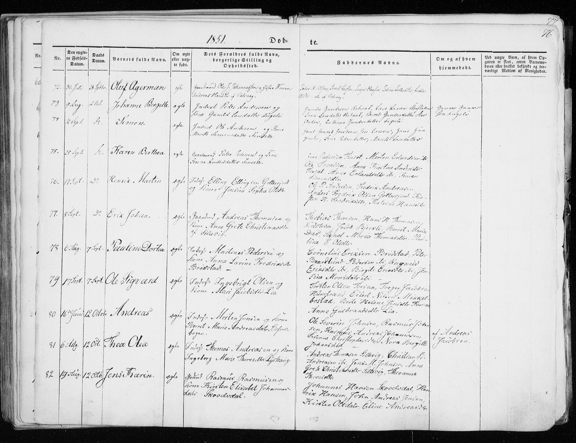 Tranøy sokneprestkontor, SATØ/S-1313/I/Ia/Iaa/L0006kirke: Parish register (official) no. 6, 1844-1855, p. 76