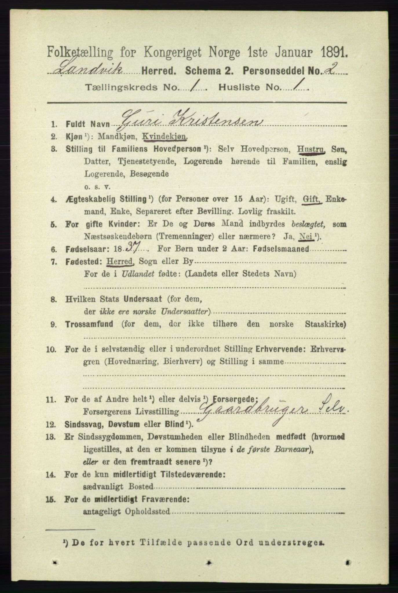 RA, 1891 census for 0924 Landvik, 1891, p. 55