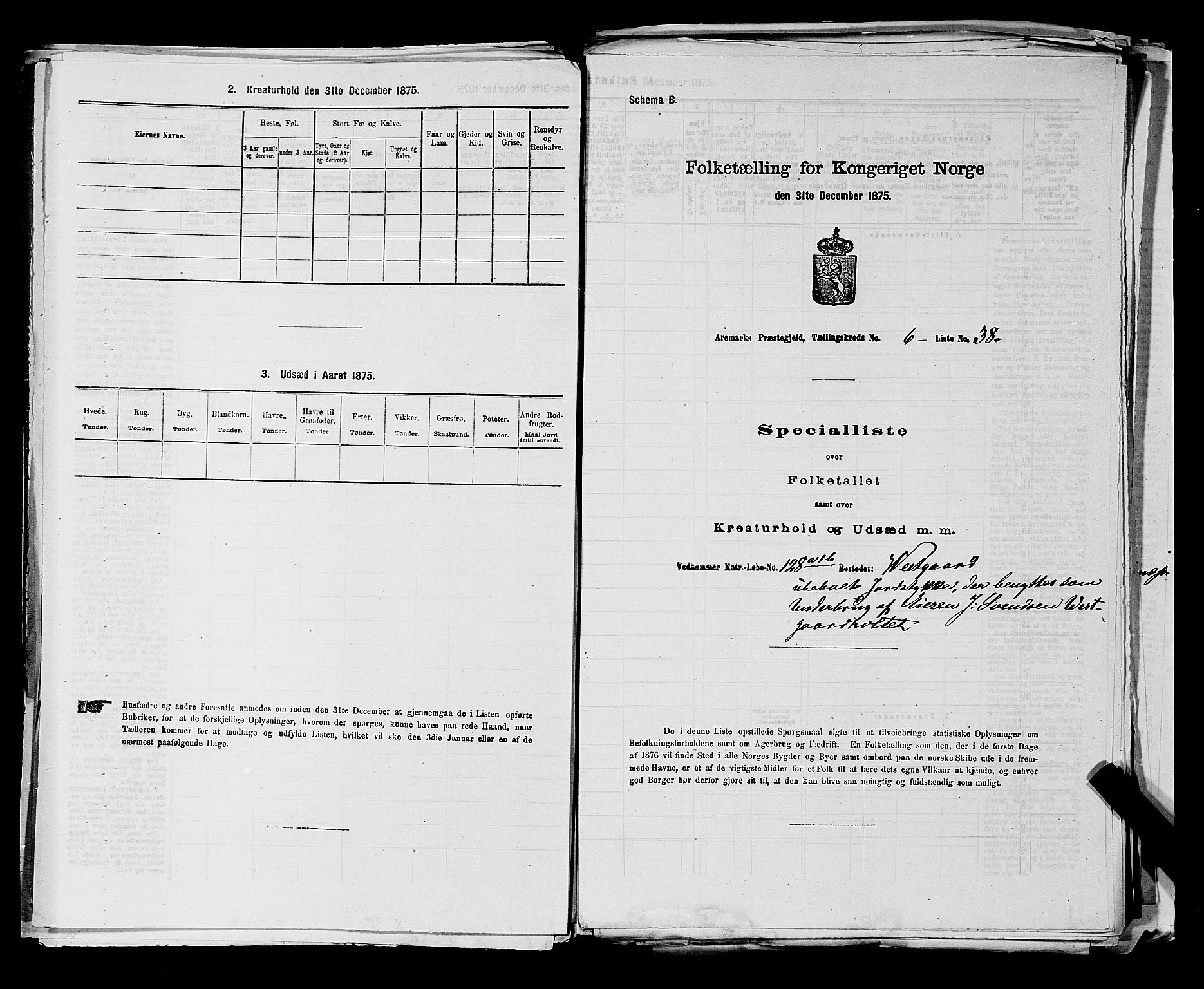RA, 1875 census for 0118P Aremark, 1875, p. 890