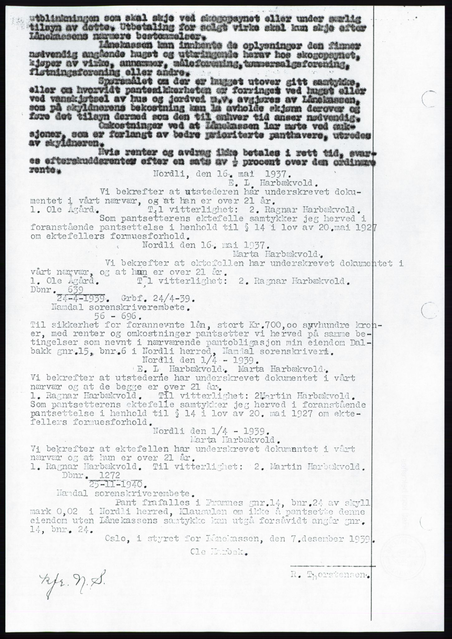 Namdal sorenskriveri, SAT/A-4133/1/2/2C: Mortgage book no. -, 1940-1941, Deed date: 22.11.1940