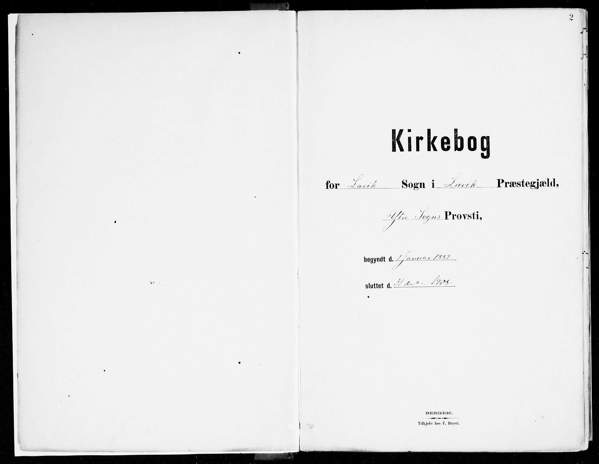 Lavik sokneprestembete, AV/SAB-A-80901: Parish register (official) no. B 1, 1882-1908, p. 2