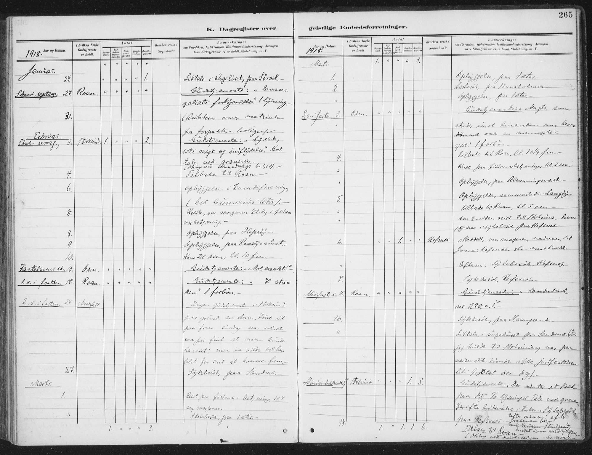 Ministerialprotokoller, klokkerbøker og fødselsregistre - Sør-Trøndelag, SAT/A-1456/657/L0709: Parish register (official) no. 657A10, 1905-1919, p. 265