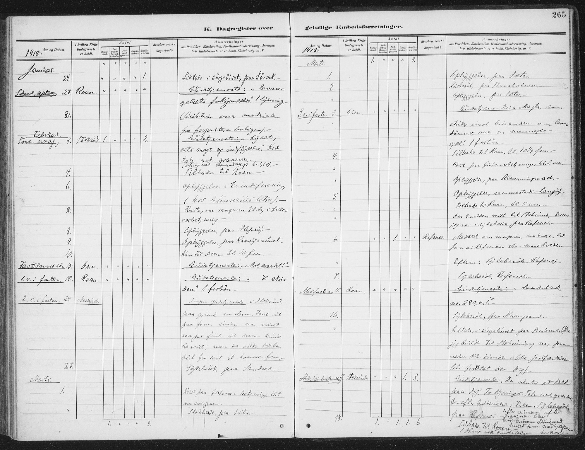 Ministerialprotokoller, klokkerbøker og fødselsregistre - Sør-Trøndelag, AV/SAT-A-1456/657/L0709: Parish register (official) no. 657A10, 1905-1919, p. 265