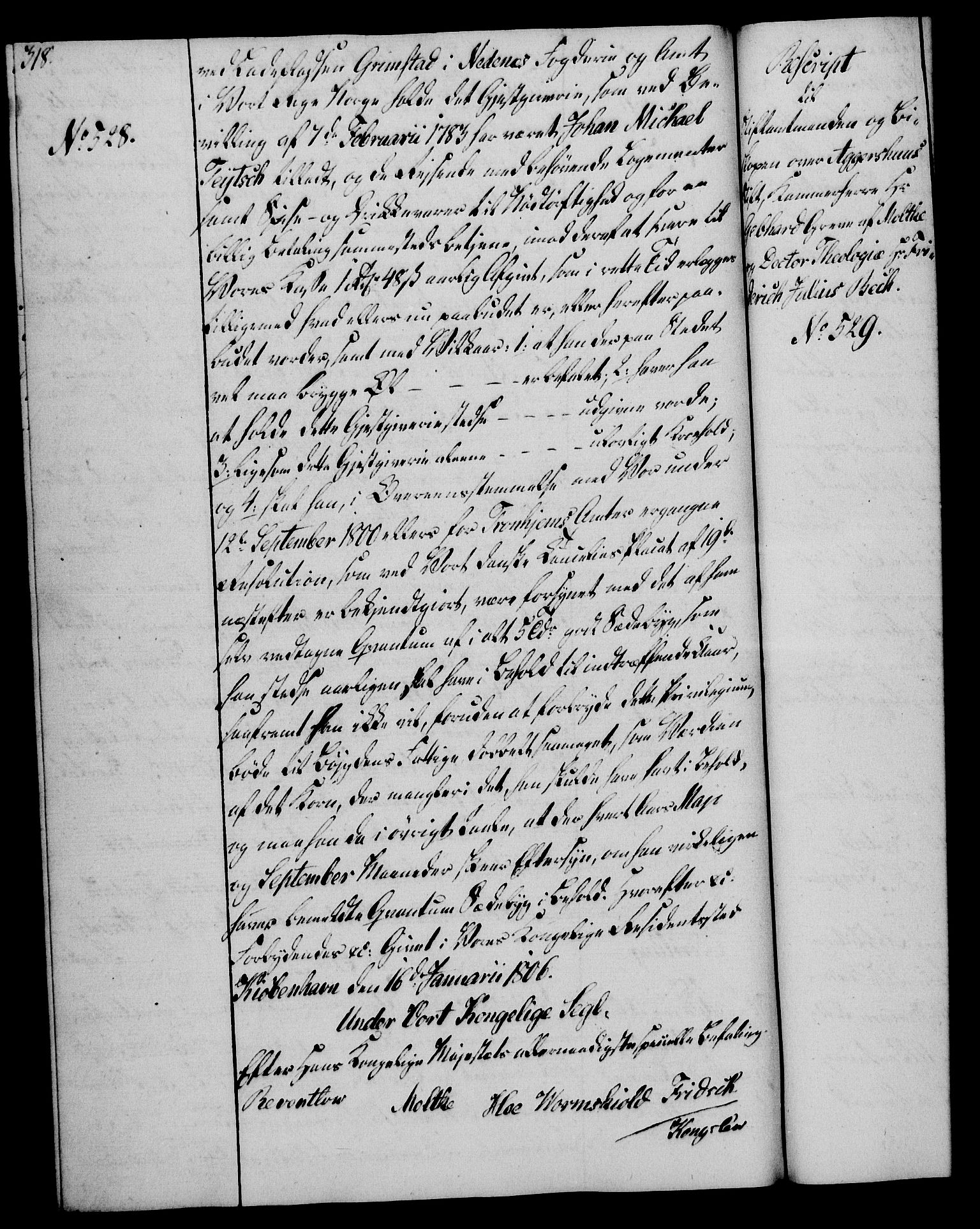 Rentekammeret, Kammerkanselliet, RA/EA-3111/G/Gg/Gga/L0018: Norsk ekspedisjonsprotokoll med register (merket RK 53.18), 1804-1806, p. 318