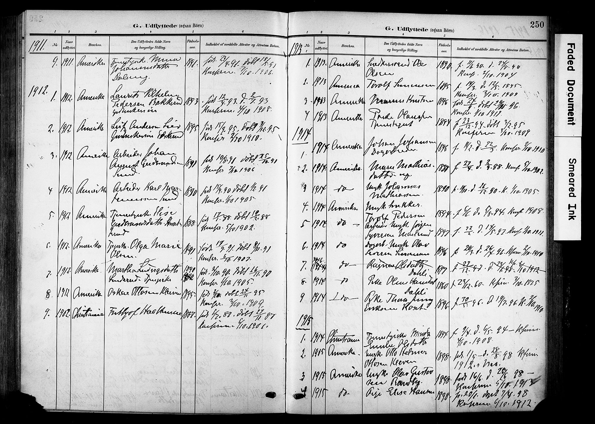 Nes prestekontor, Hedmark, AV/SAH-PREST-020/K/Ka/L0014: Parish register (official) no. 14, 1906-1929, p. 250