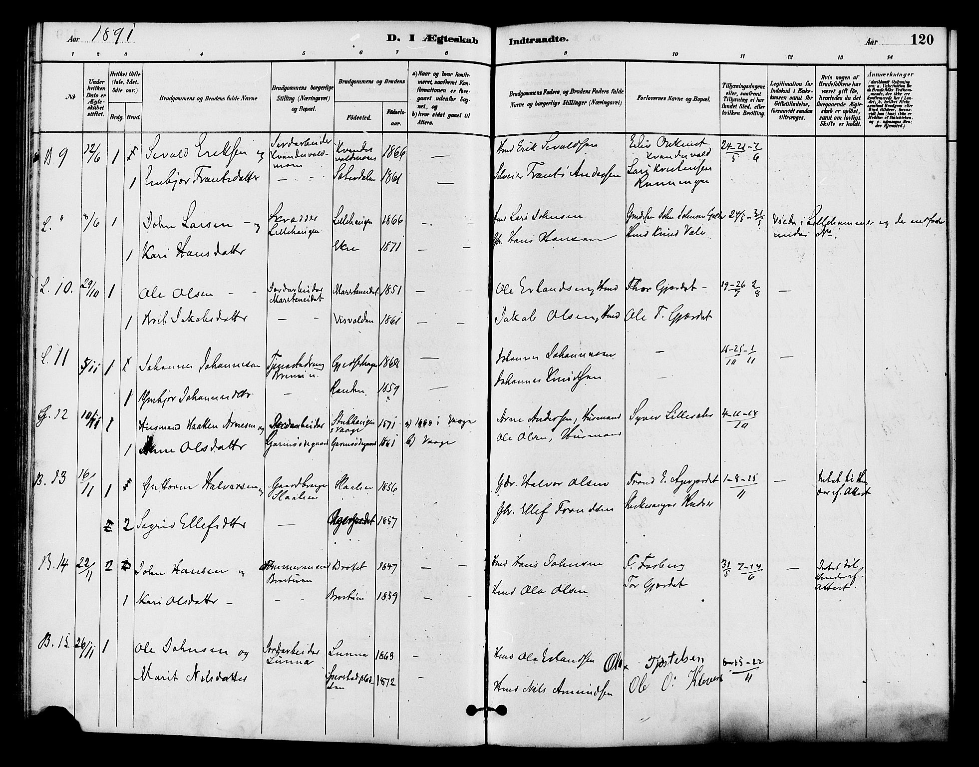 Lom prestekontor, AV/SAH-PREST-070/K/L0008: Parish register (official) no. 8, 1885-1898, p. 120