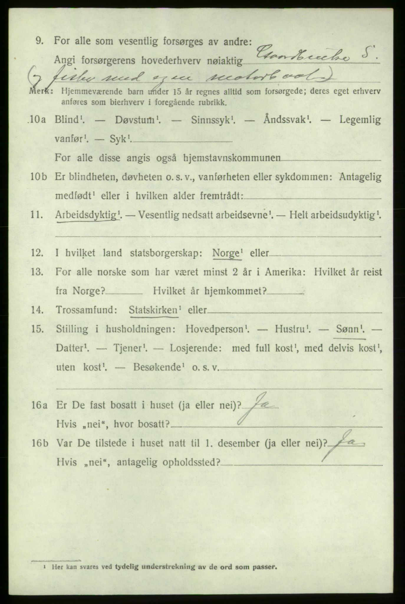 SAB, 1920 census for Bremnes, 1920, p. 4017