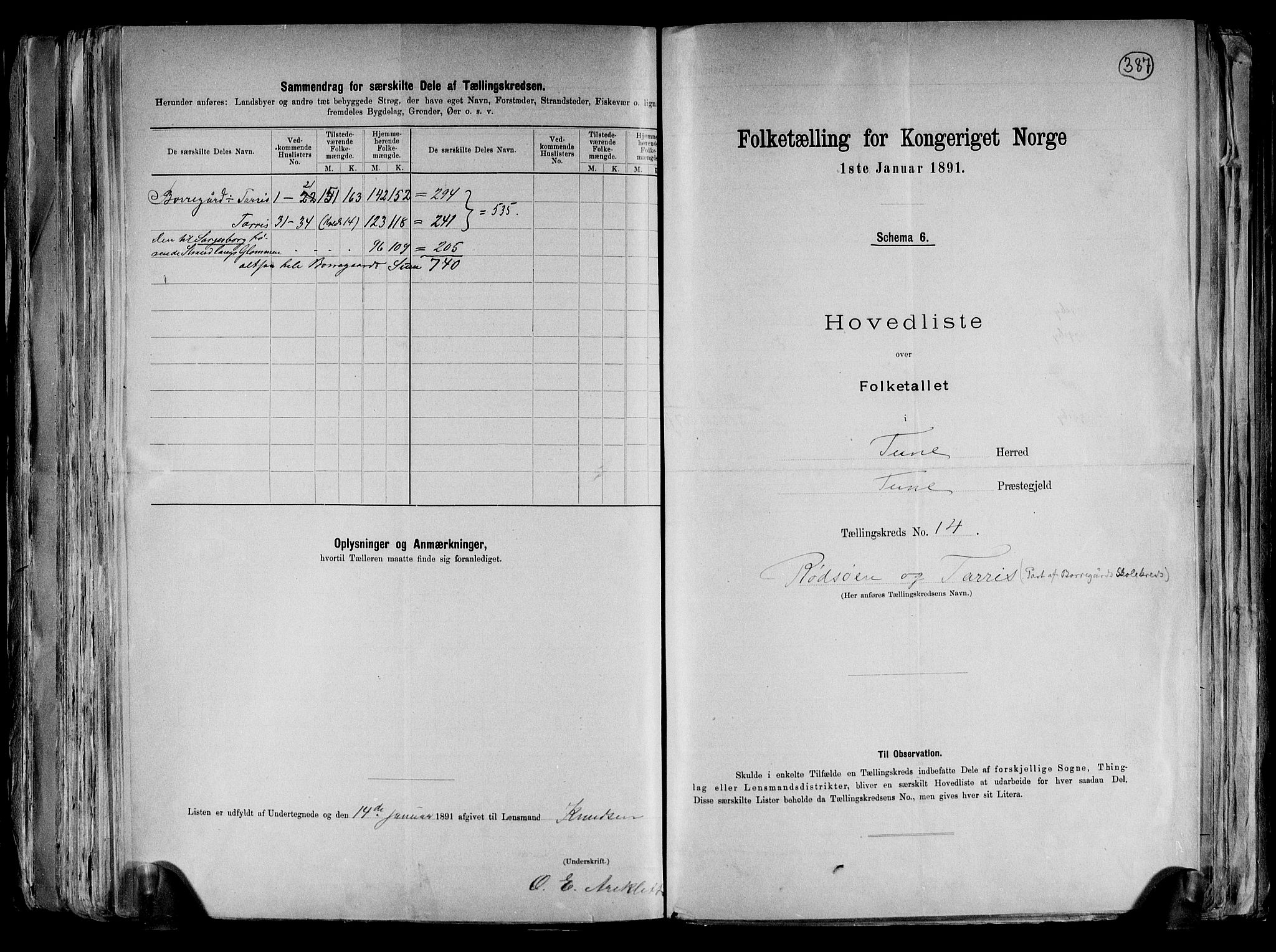 RA, 1891 census for 0130 Tune, 1891, p. 47