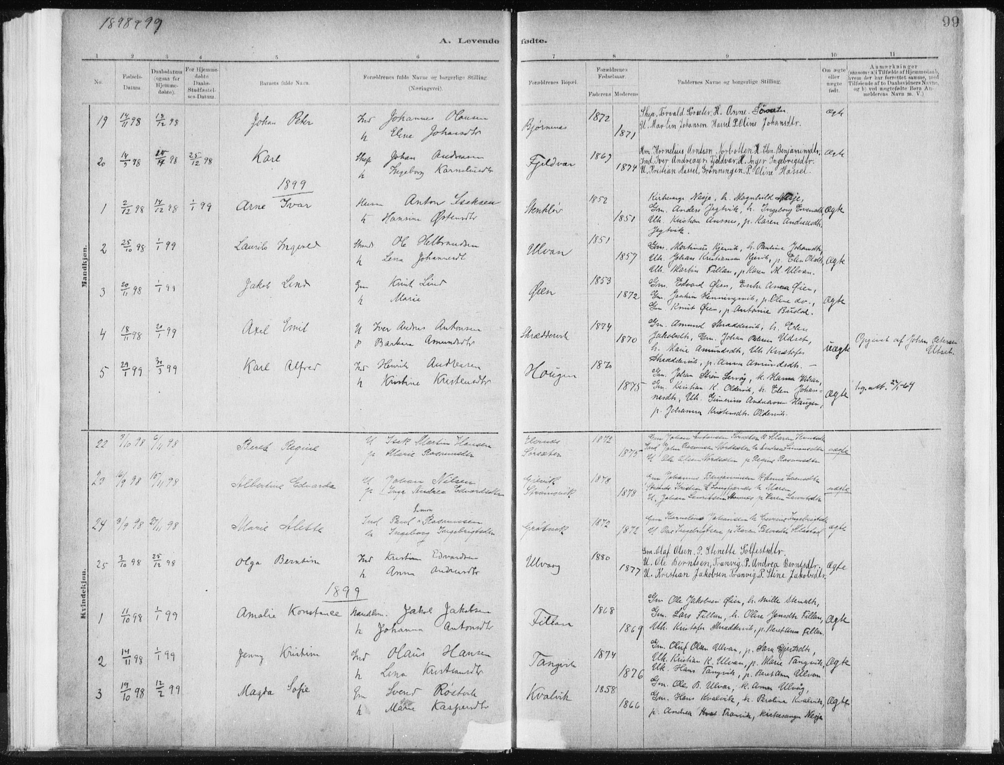 Ministerialprotokoller, klokkerbøker og fødselsregistre - Sør-Trøndelag, SAT/A-1456/637/L0558: Parish register (official) no. 637A01, 1882-1899, p. 99