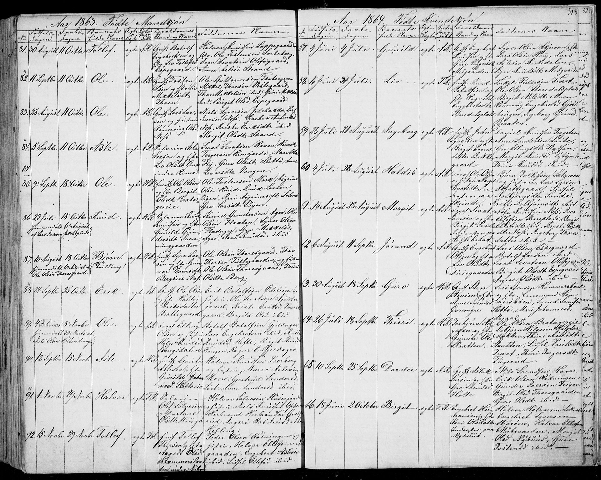 Ål kirkebøker, AV/SAKO-A-249/F/Fa/L0006: Parish register (official) no. I 6, 1849-1864, p. 323