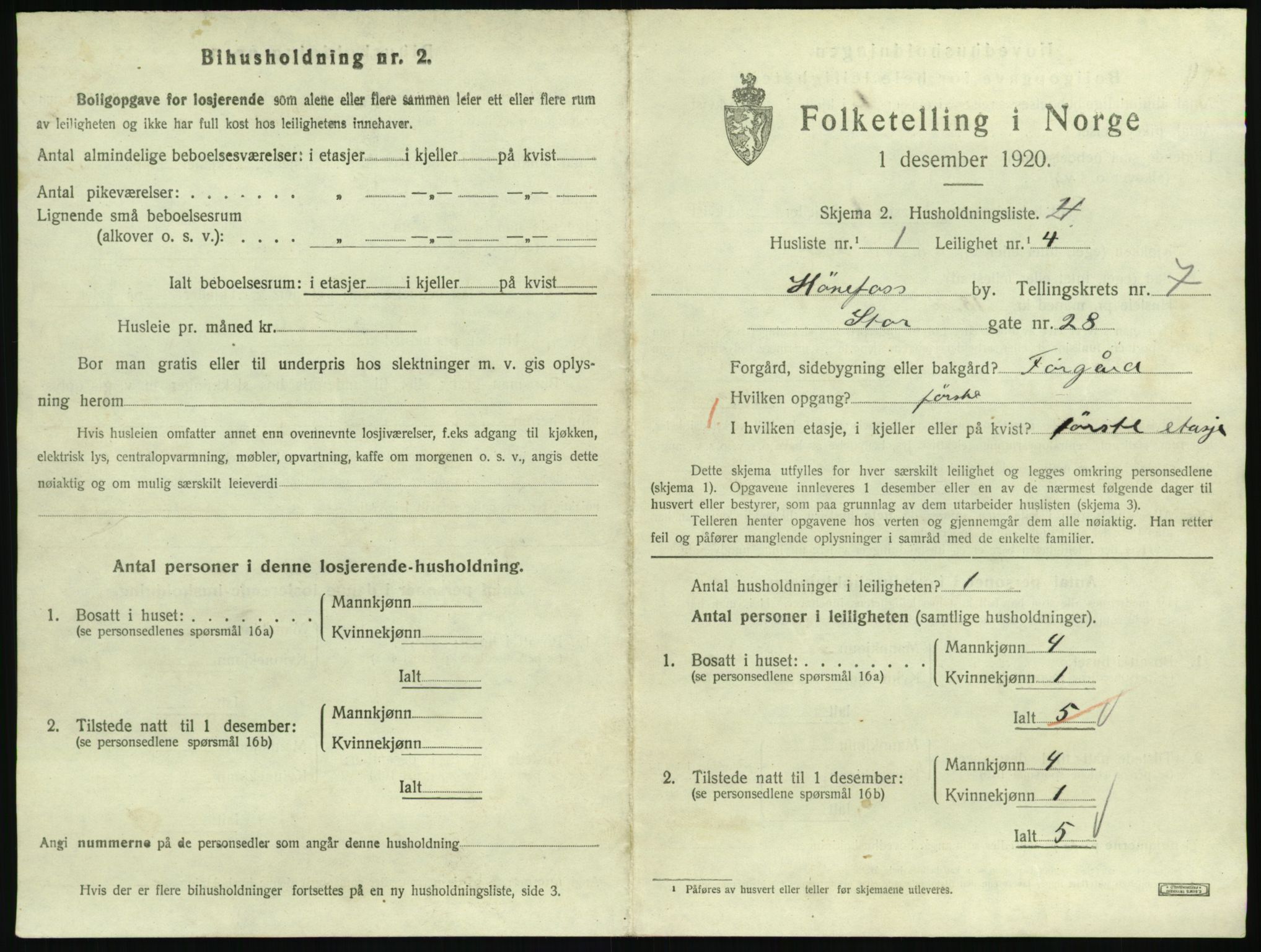 SAKO, 1920 census for Hønefoss, 1920, p. 2120