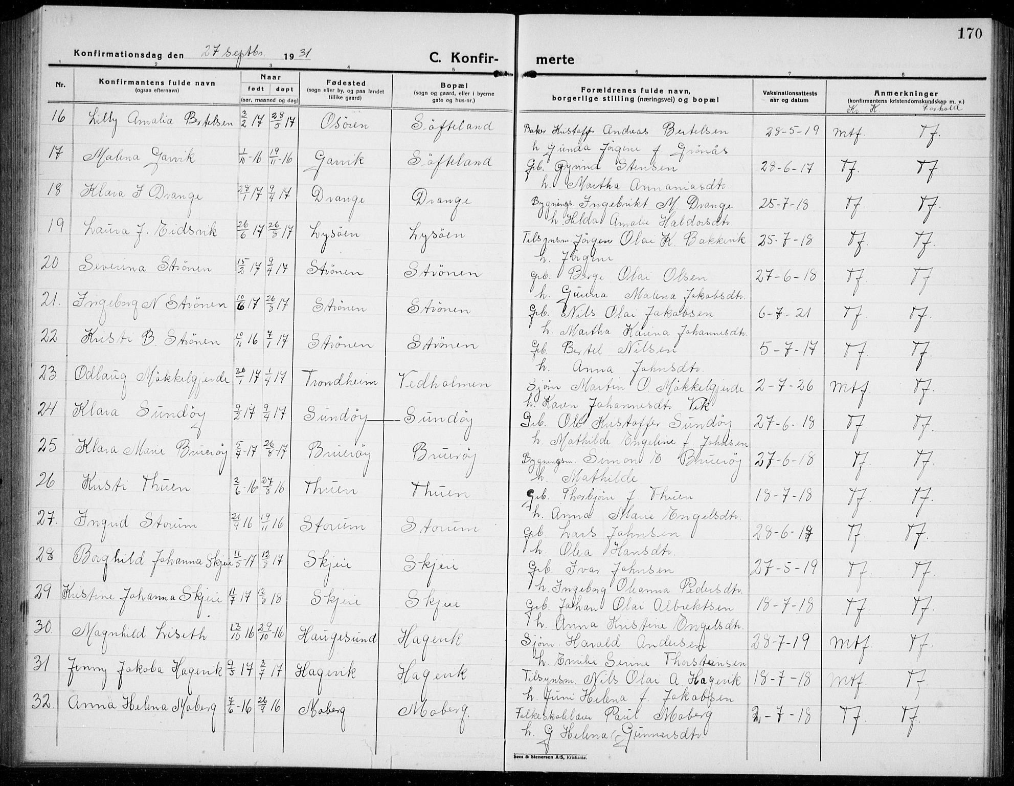 Os sokneprestembete, AV/SAB-A-99929: Parish register (copy) no. A 5, 1923-1941, p. 170