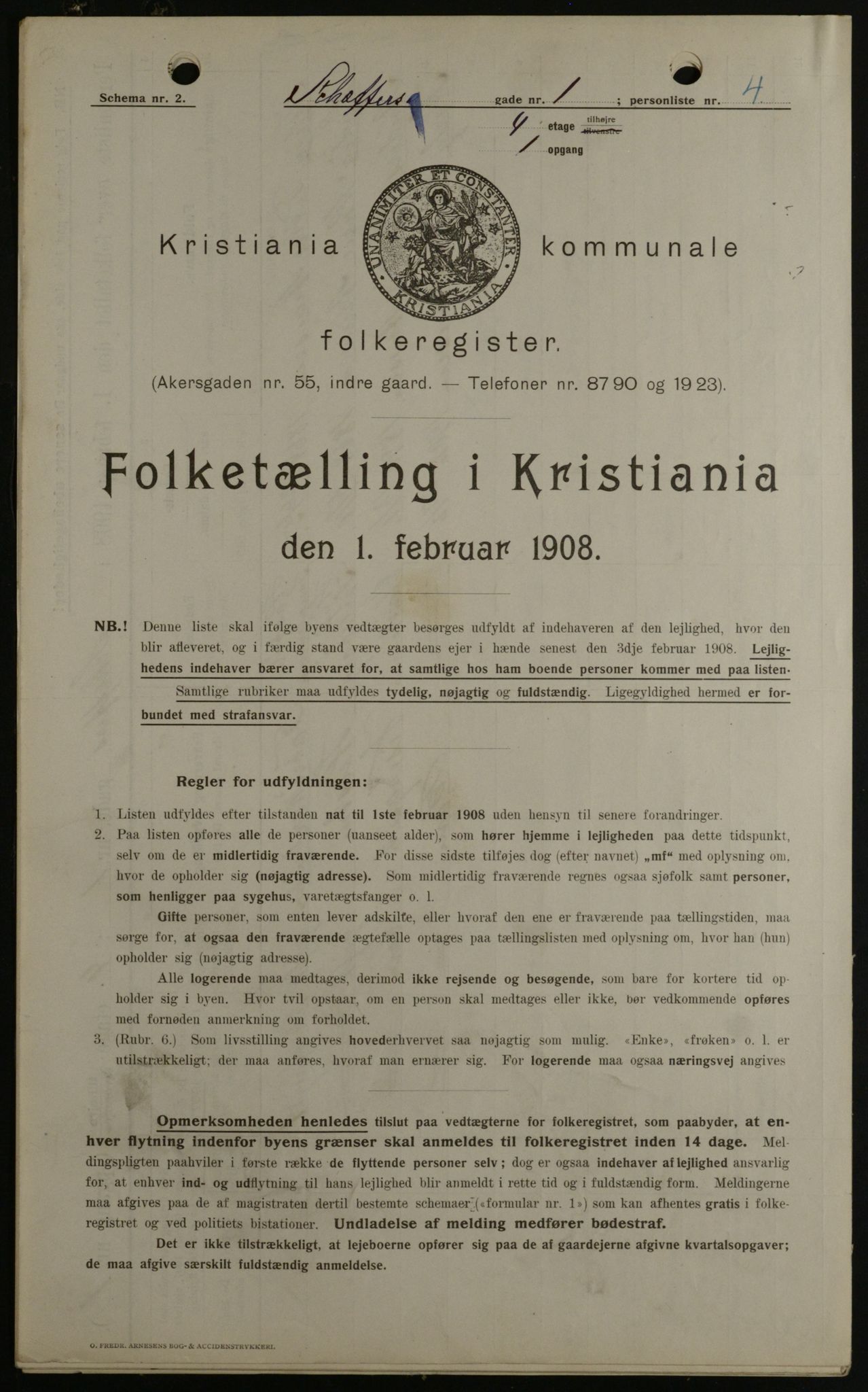 OBA, Municipal Census 1908 for Kristiania, 1908, p. 83667