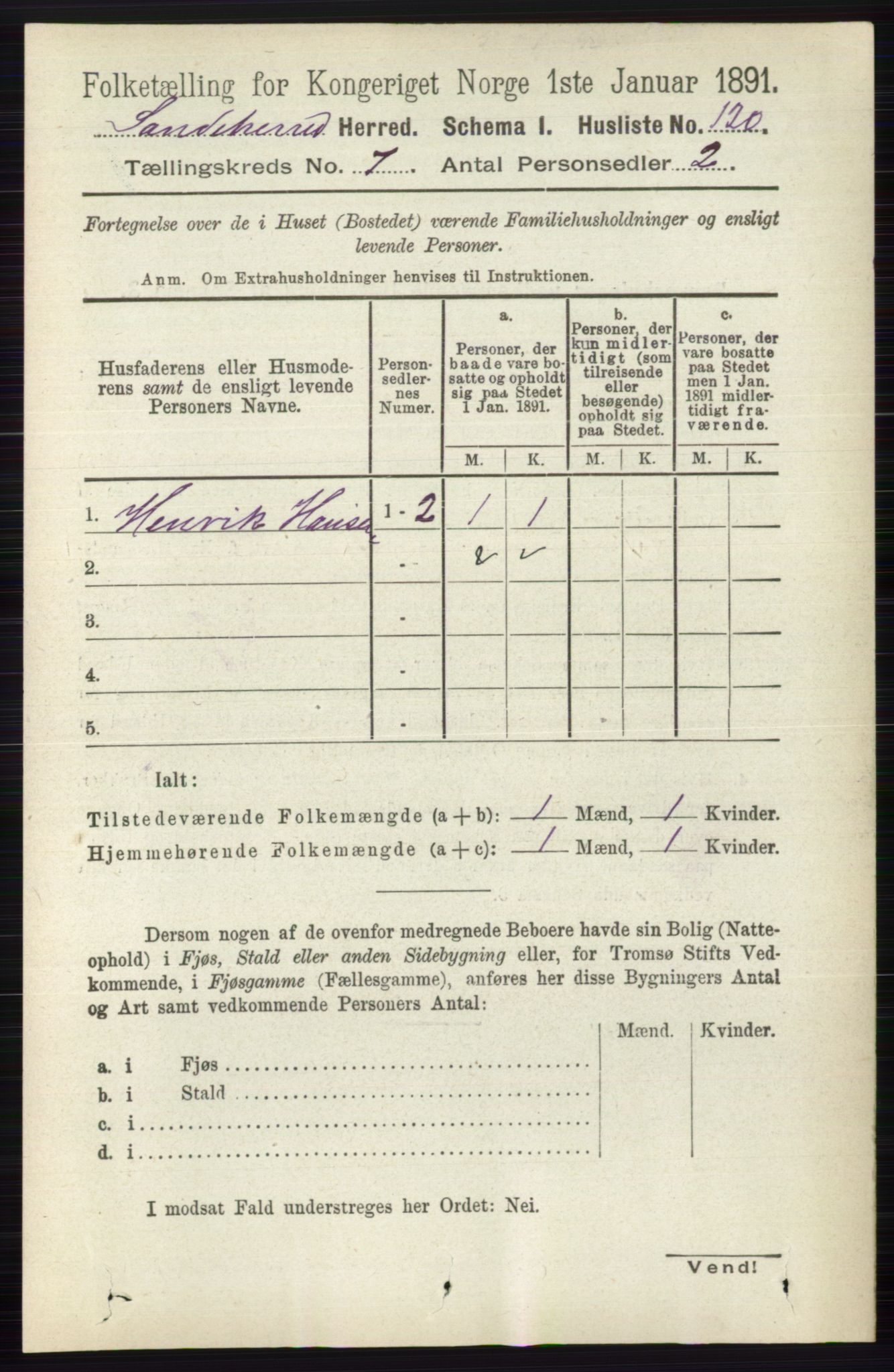 RA, 1891 census for 0724 Sandeherred, 1891, p. 4096