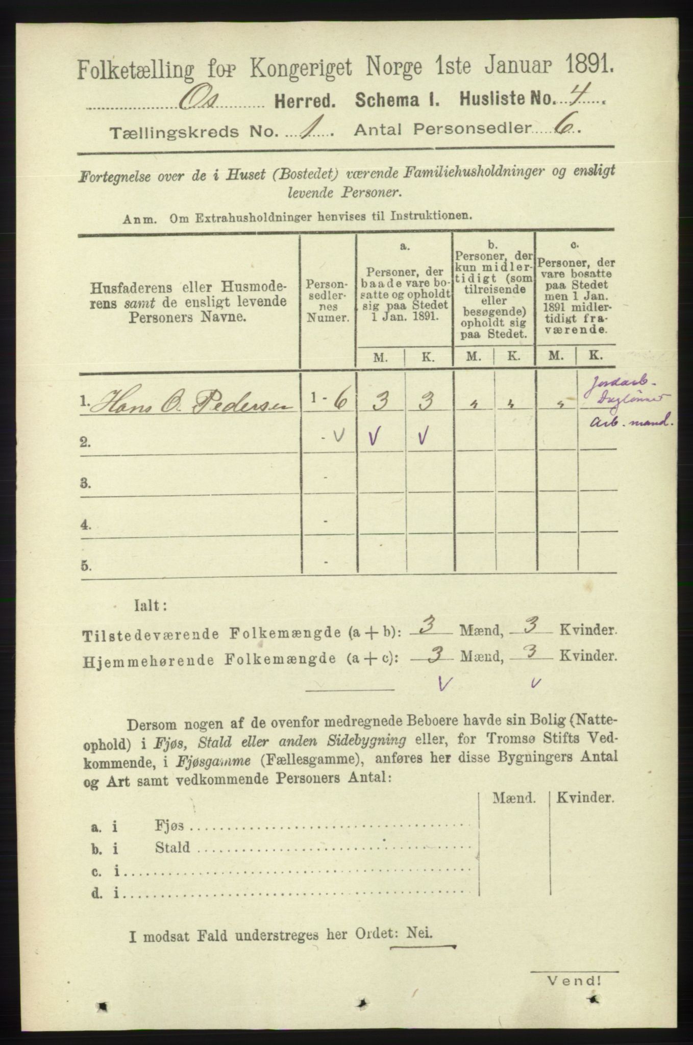 RA, 1891 census for 1243 Os, 1891, p. 39