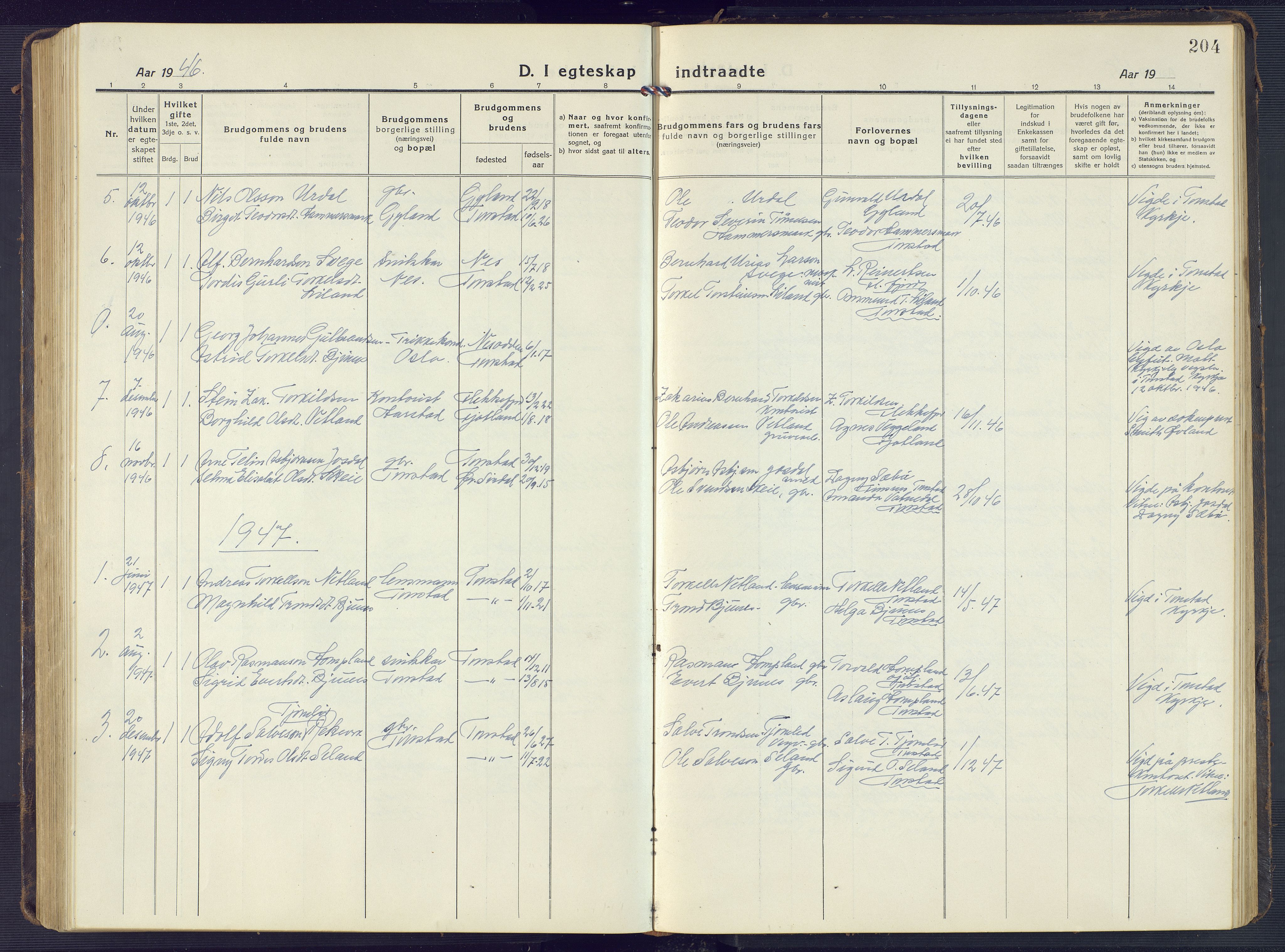 Sirdal sokneprestkontor, AV/SAK-1111-0036/F/Fb/Fbb/L0005: Parish register (copy) no. B 5, 1916-1960, p. 204