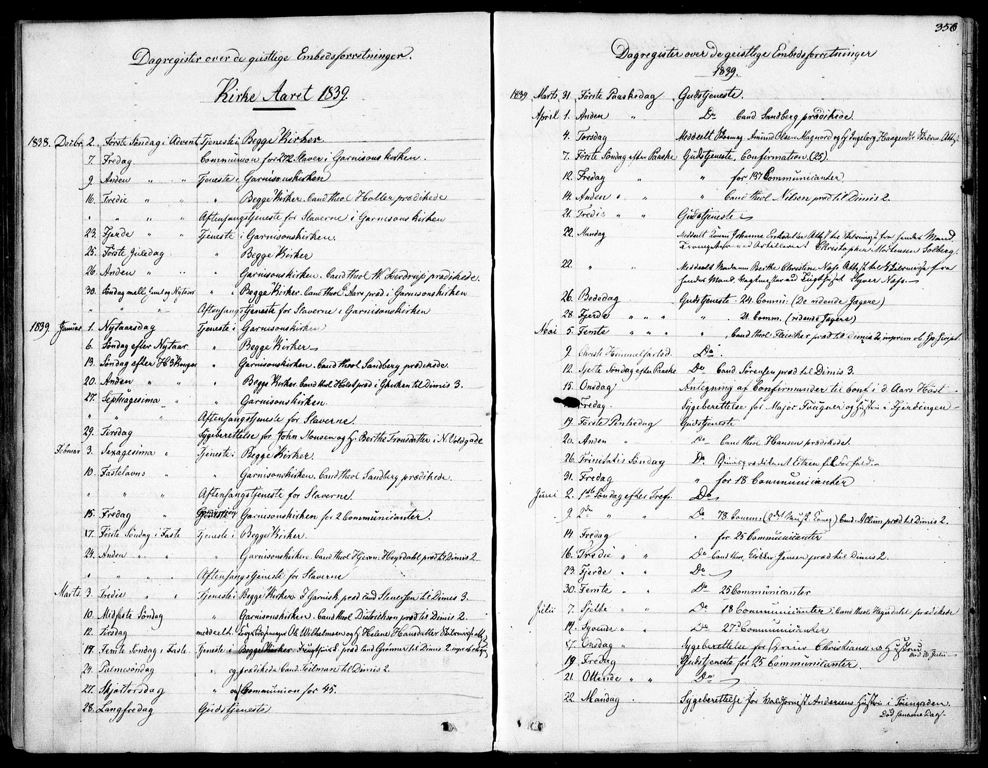 Garnisonsmenigheten Kirkebøker, SAO/A-10846/F/Fa/L0007: Parish register (official) no. 7, 1828-1881, p. 356