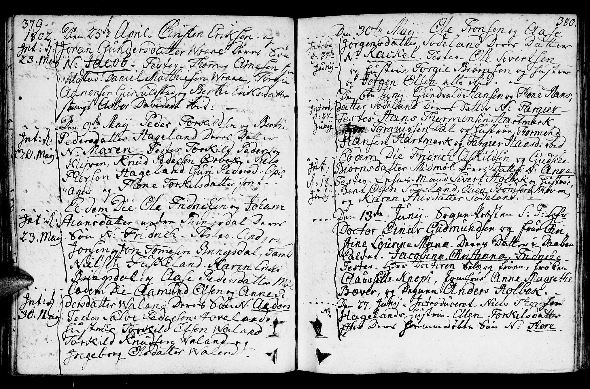 Holum sokneprestkontor, AV/SAK-1111-0022/F/Fa/Faa/L0003: Parish register (official) no. A 3, 1780-1821, p. 379-380