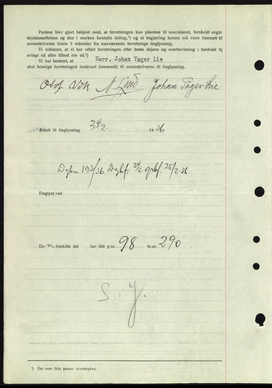 Idd og Marker sorenskriveri, AV/SAO-A-10283/G/Gb/Gbb/L0001: Mortgage book no. A1, 1936-1937, Diary no: : 193/1936