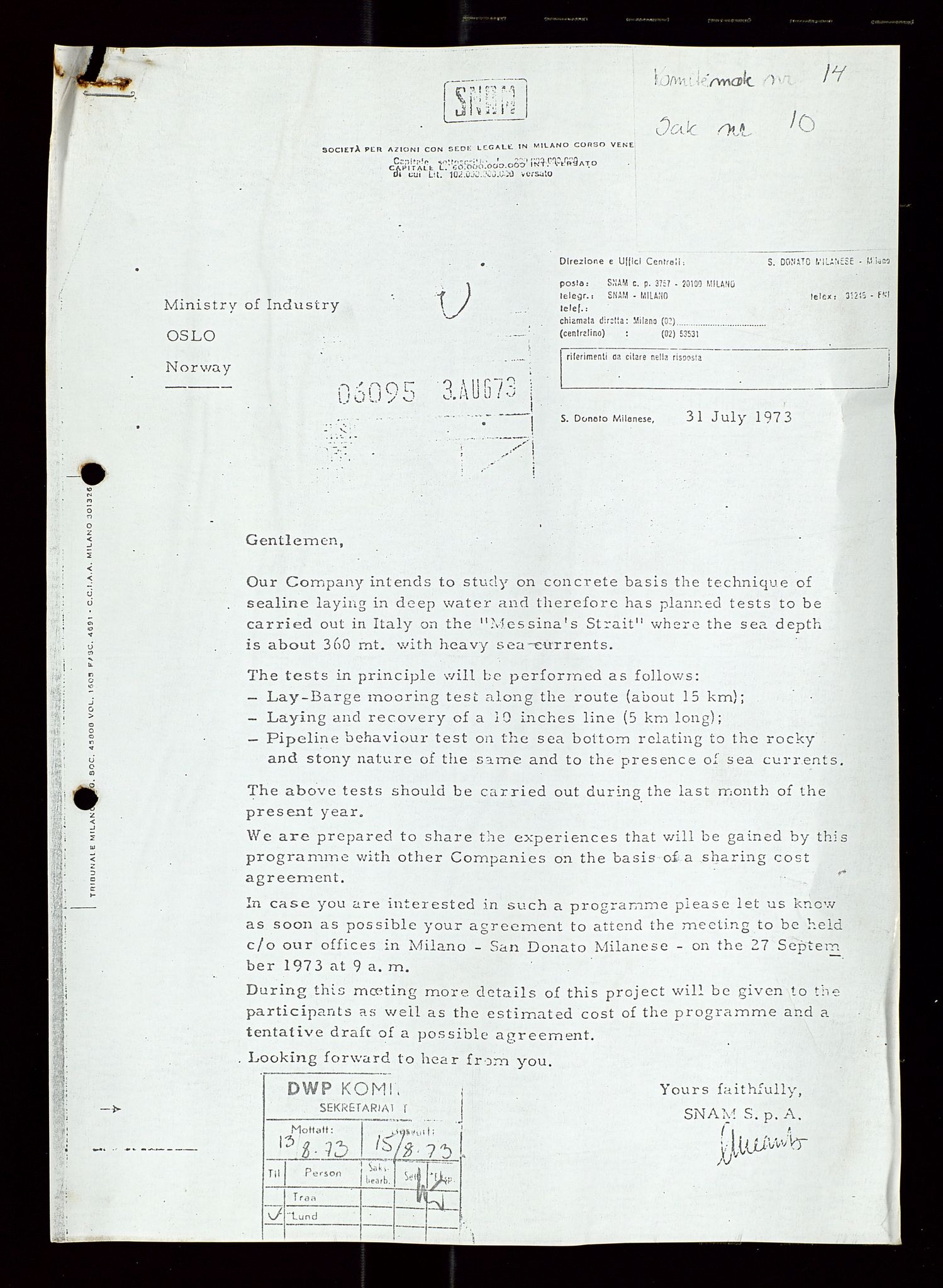 Industridepartementet, Oljekontoret, SAST/A-101348/Di/L0004: DWP, møter, komite`møter, 761 forskning/teknologi, 1972-1975, p. 58