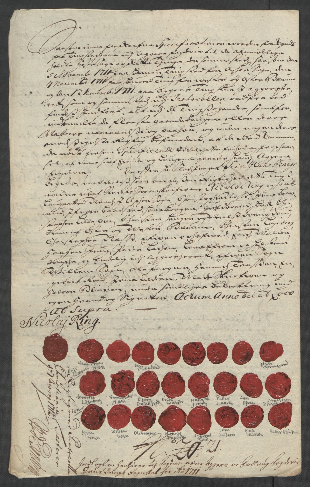 Rentekammeret inntil 1814, Reviderte regnskaper, Fogderegnskap, AV/RA-EA-4092/R10/L0448: Fogderegnskap Aker og Follo, 1710-1711, p. 341