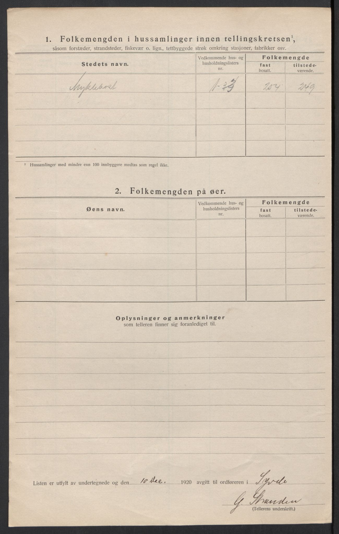 SAT, 1920 census for Syvde, 1920, p. 22