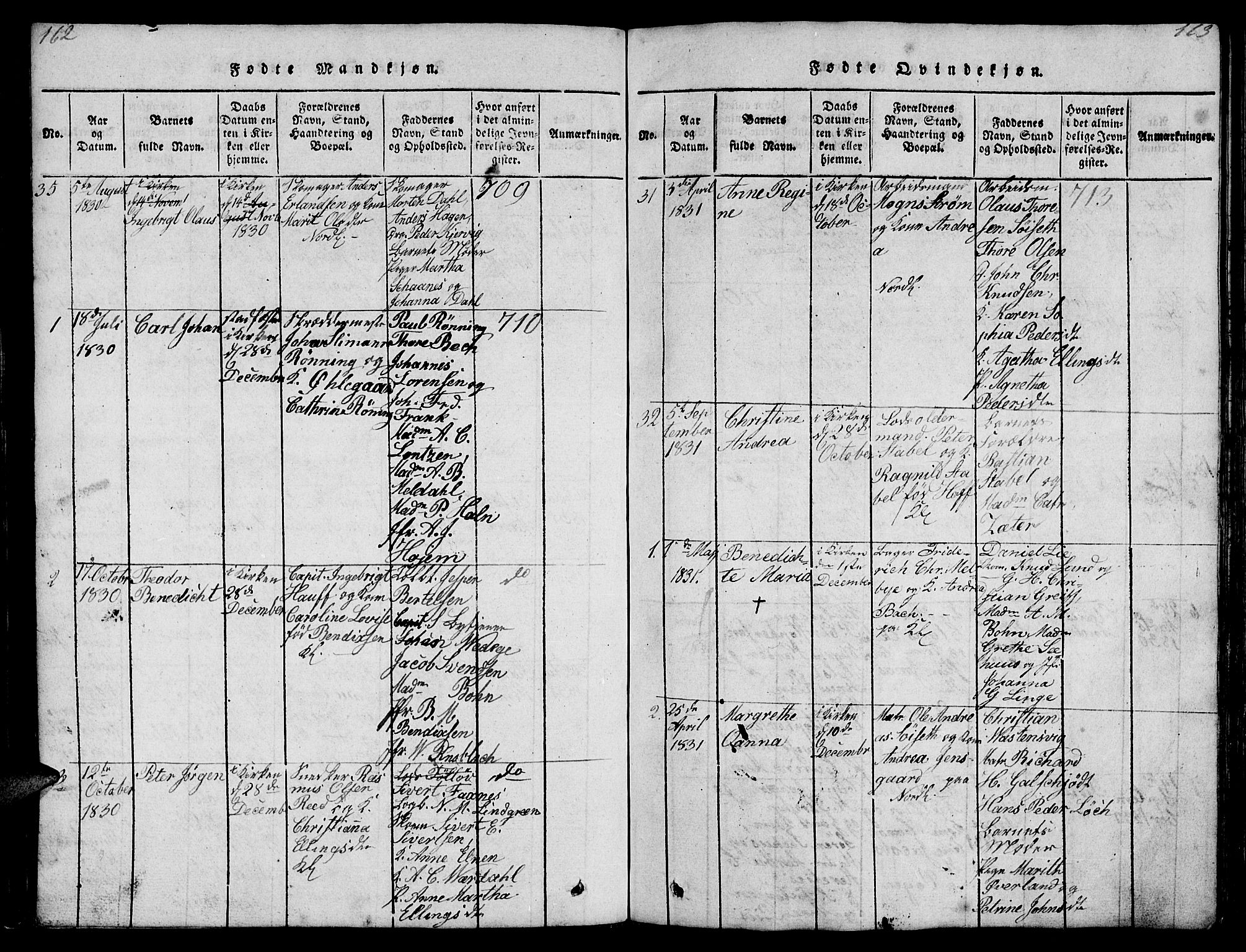 Ministerialprotokoller, klokkerbøker og fødselsregistre - Møre og Romsdal, AV/SAT-A-1454/572/L0856: Parish register (copy) no. 572C01, 1819-1832, p. 162-163