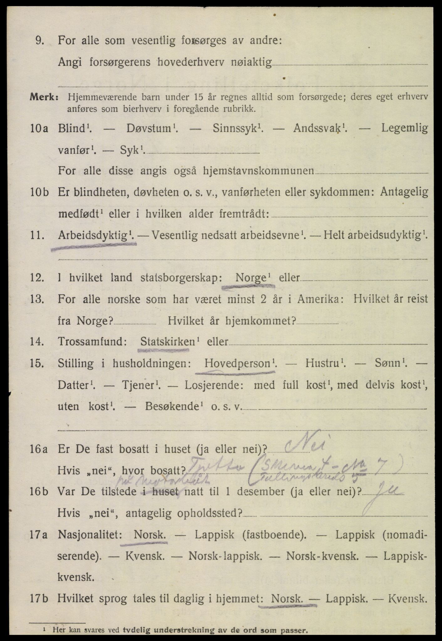 SAT, 1920 census for Tjøtta, 1920, p. 3912