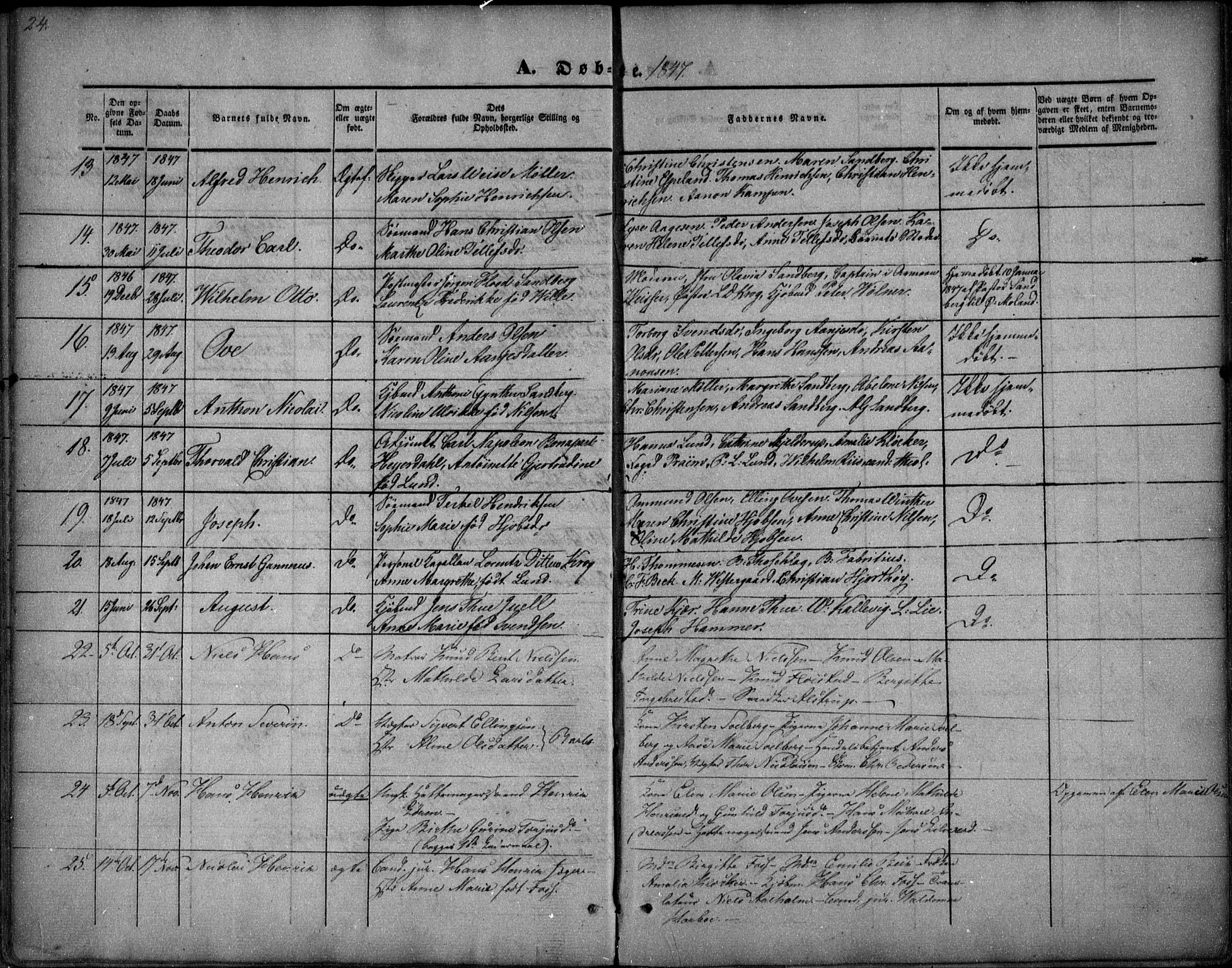 Arendal sokneprestkontor, Trefoldighet, AV/SAK-1111-0040/F/Fa/L0005: Parish register (official) no. A 5, 1838-1854, p. 24