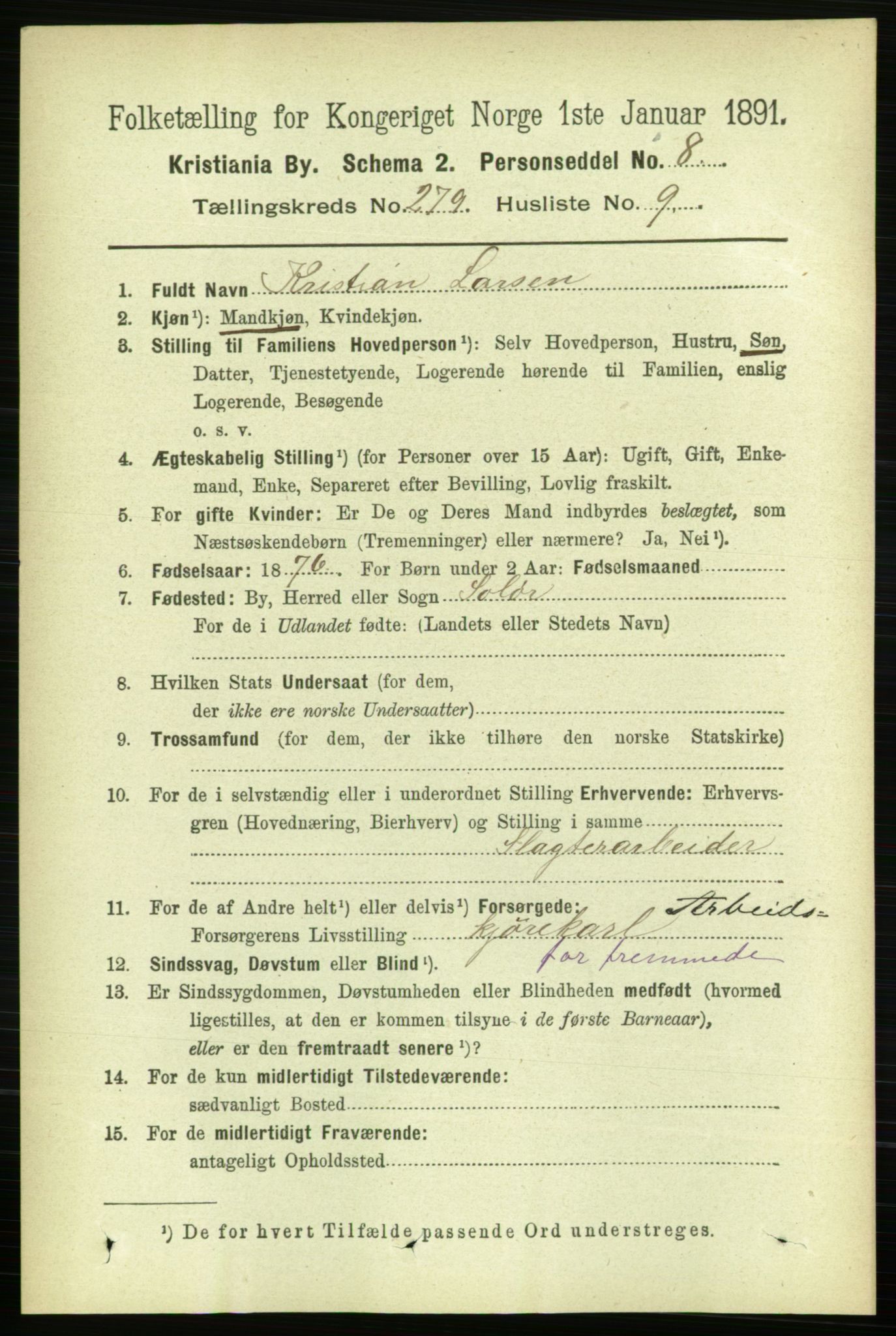 RA, 1891 census for 0301 Kristiania, 1891, p. 169483