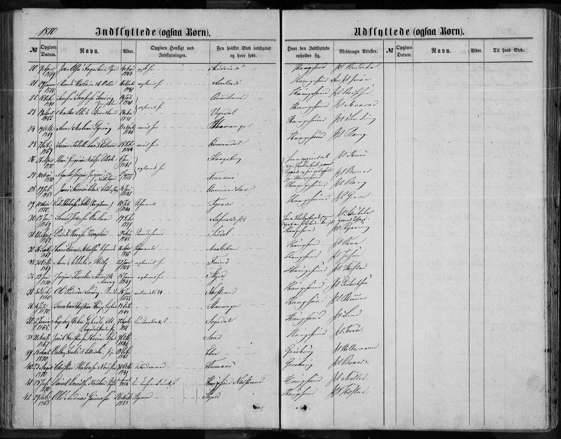 Torvastad sokneprestkontor, SAST/A -101857/H/Ha/Haa/L0013: Parish register (official) no. A 12.2, 1867-1877