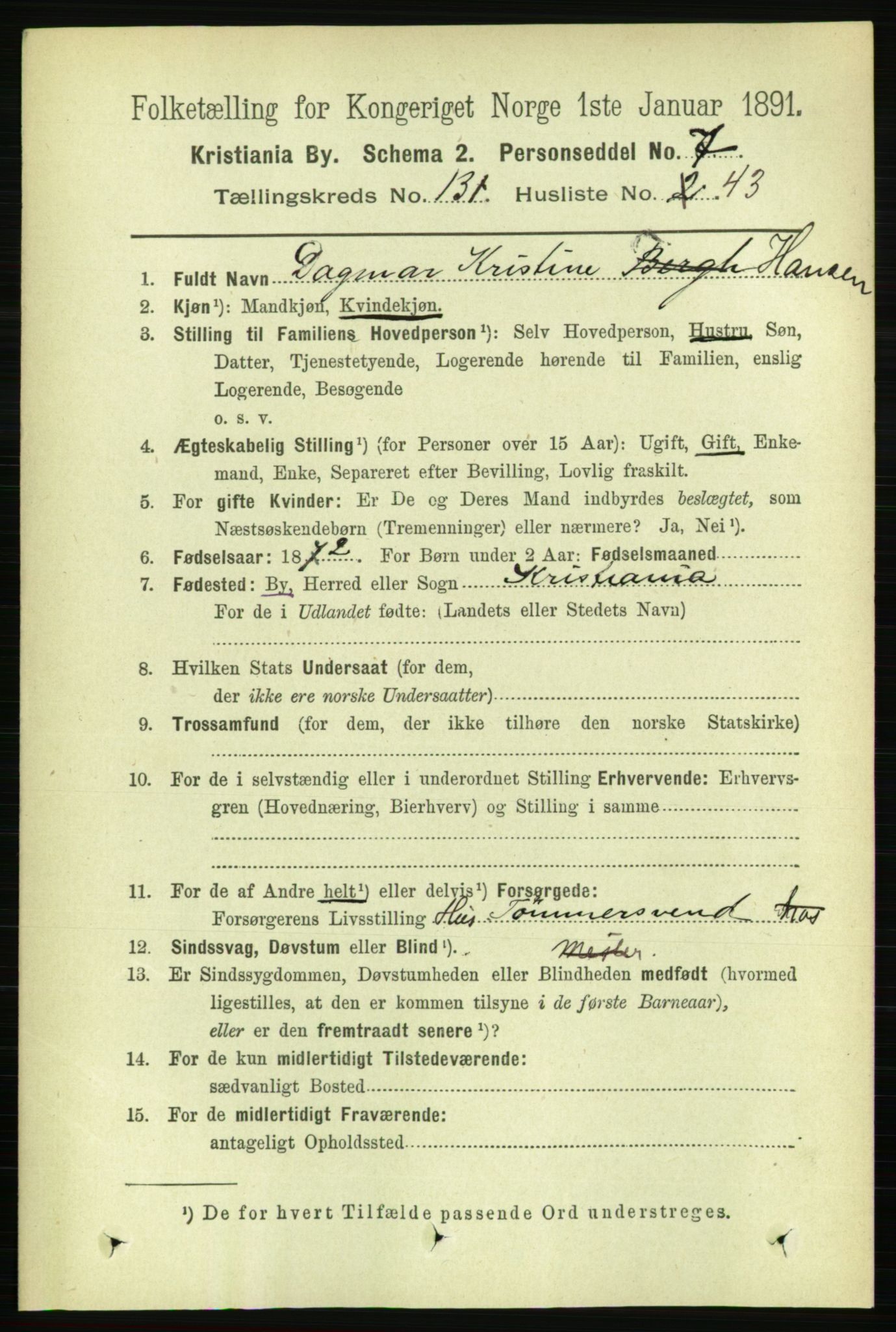 RA, 1891 census for 0301 Kristiania, 1891, p. 71325