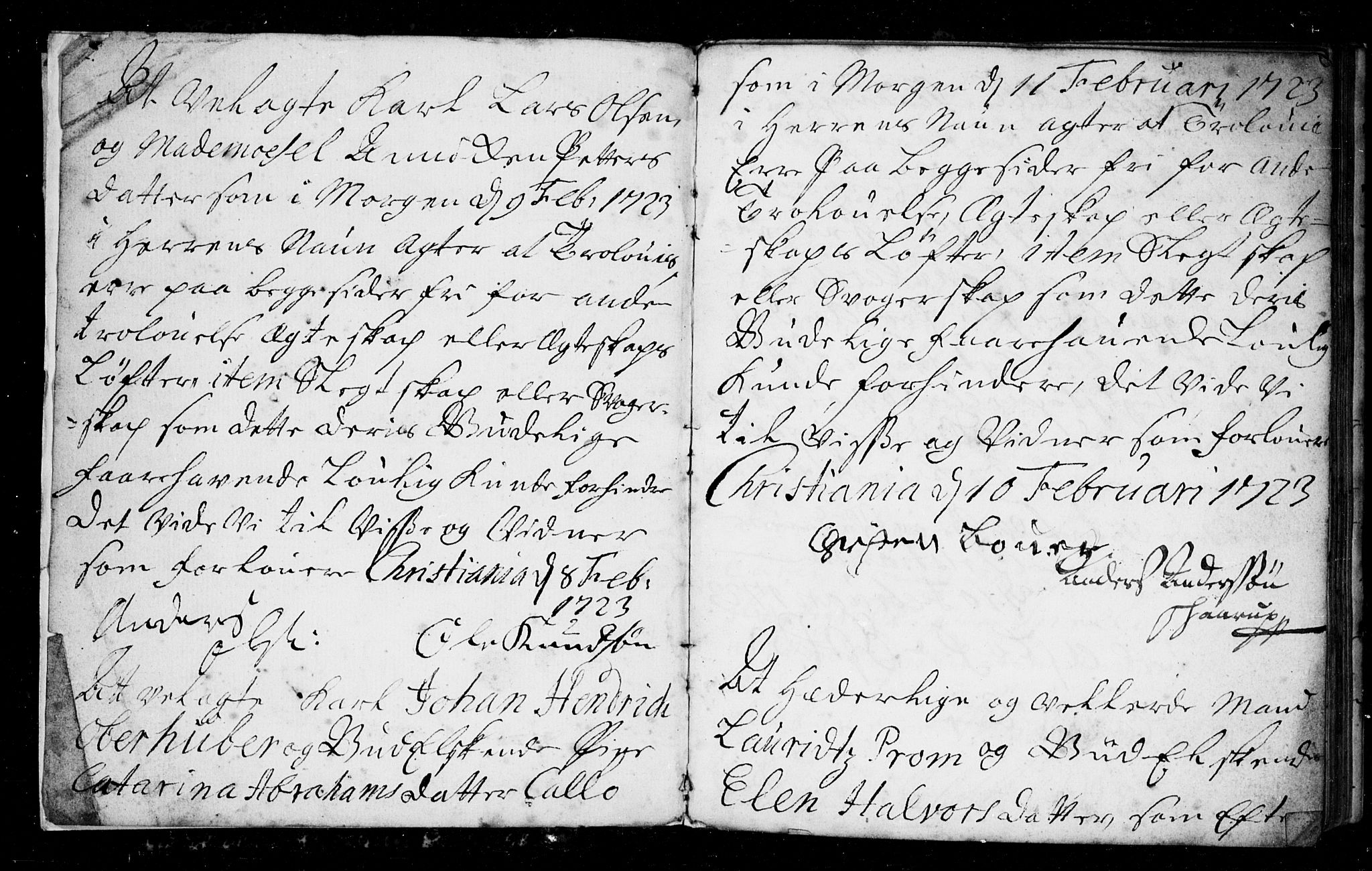 Oslo domkirke Kirkebøker, AV/SAO-A-10752/L/La/L0004: Best man's statements no. 4, 1723-1727