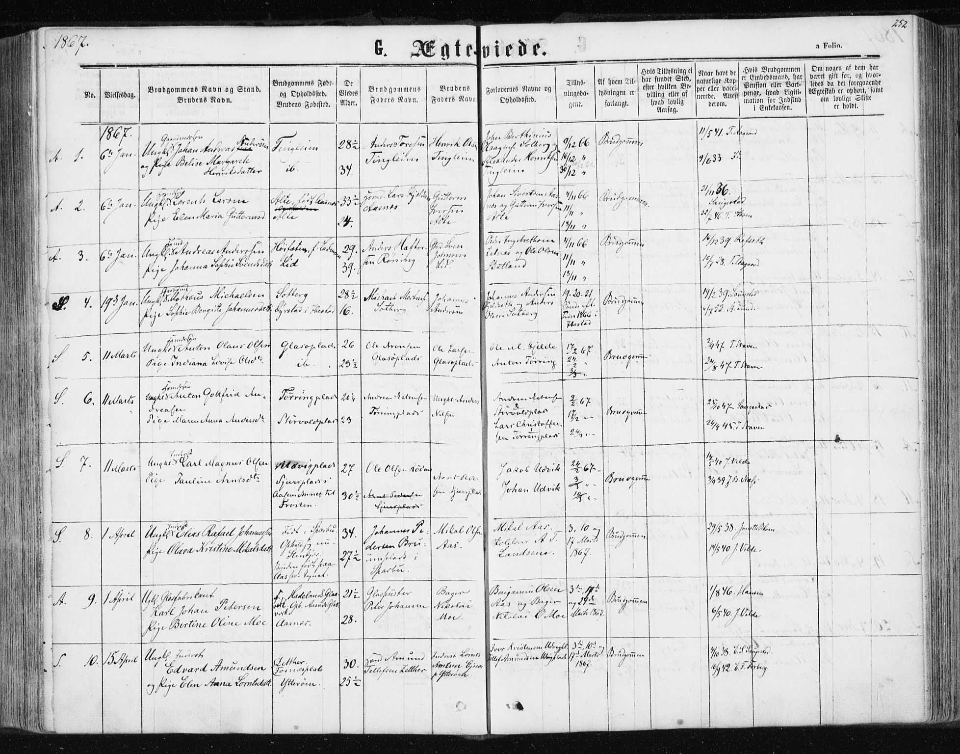 Ministerialprotokoller, klokkerbøker og fødselsregistre - Nord-Trøndelag, AV/SAT-A-1458/741/L0394: Parish register (official) no. 741A08, 1864-1877, p. 252