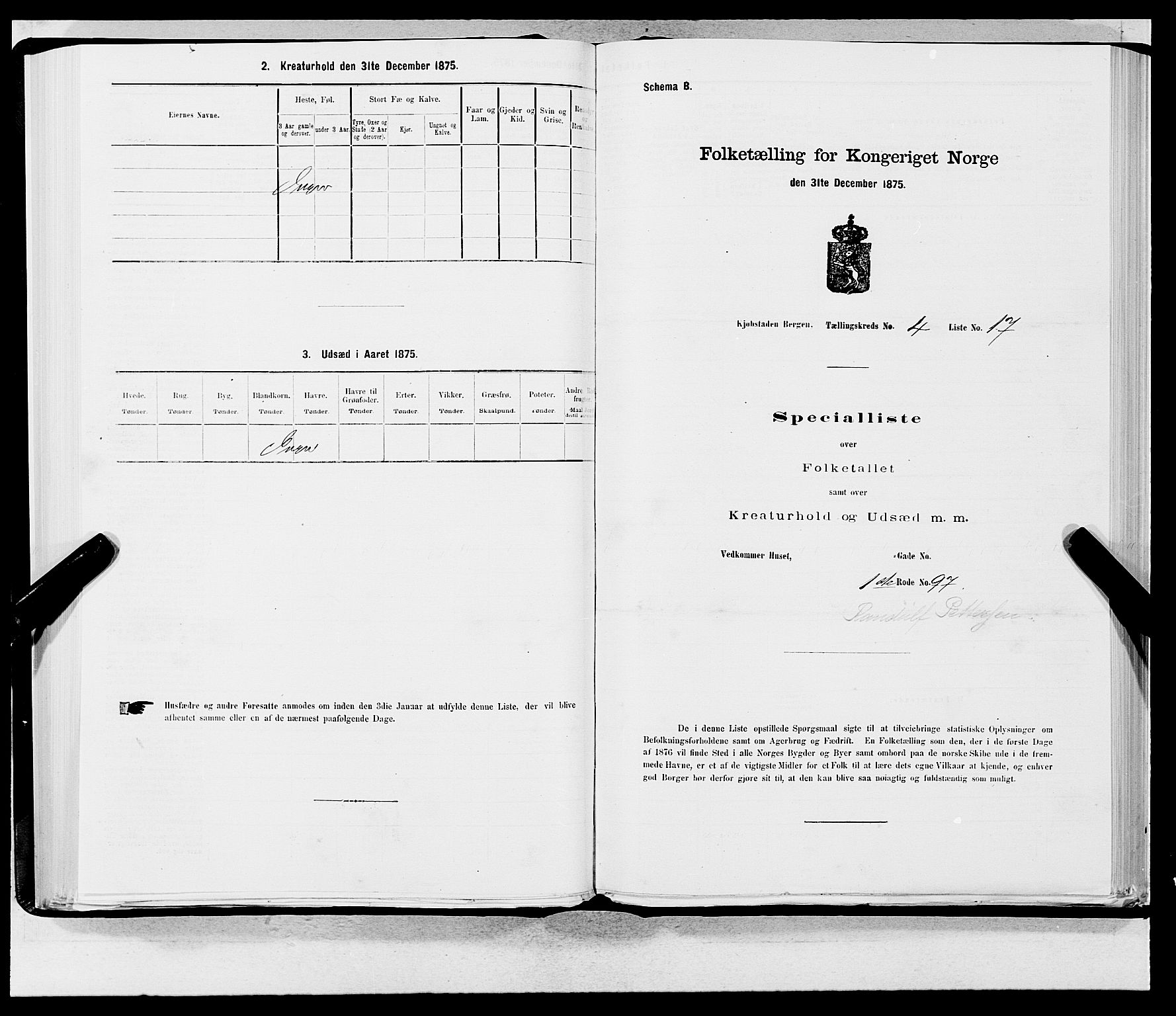 SAB, 1875 census for 1301 Bergen, 1875, p. 191