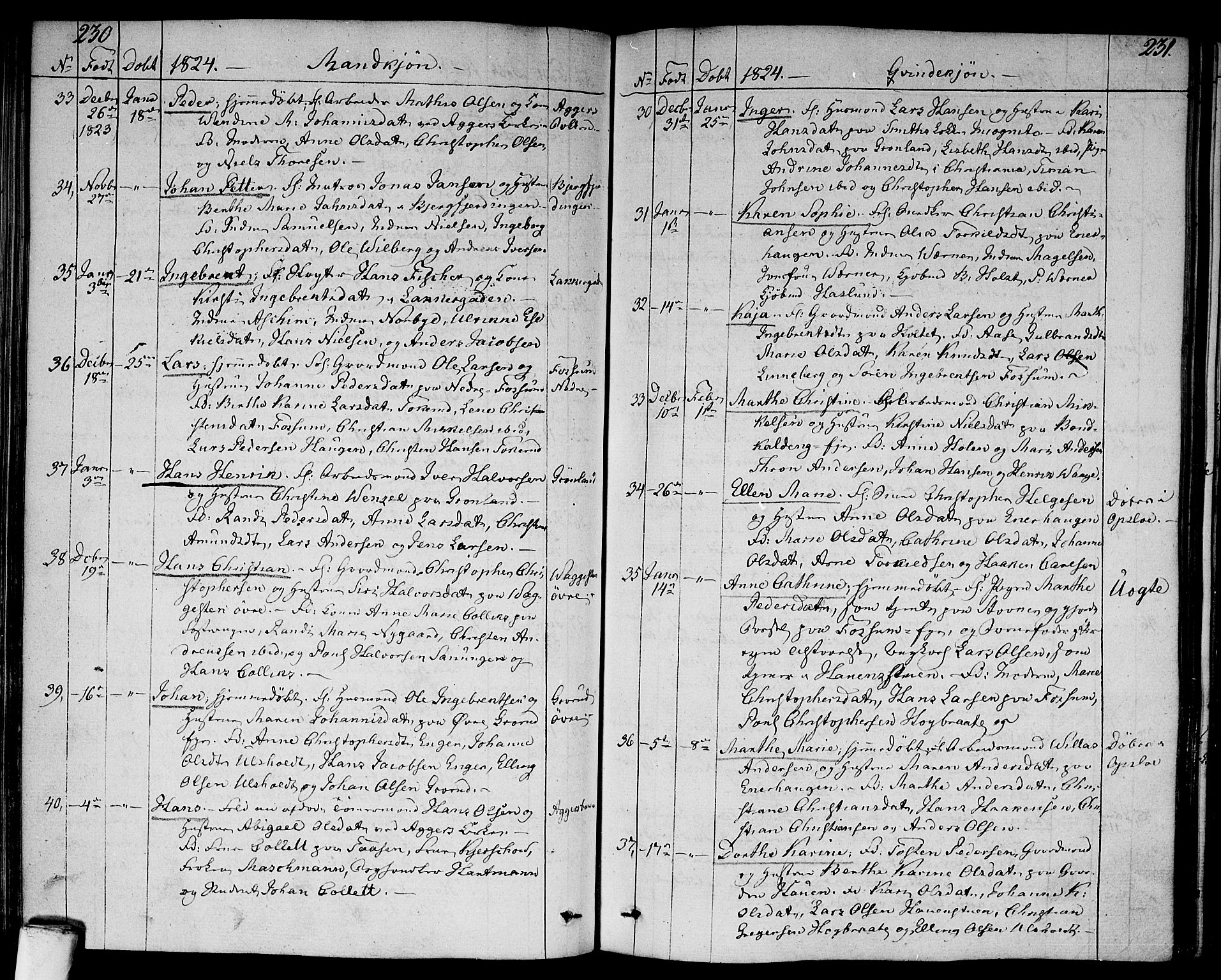 Aker prestekontor kirkebøker, AV/SAO-A-10861/F/L0012: Parish register (official) no. 12, 1819-1828, p. 230-231