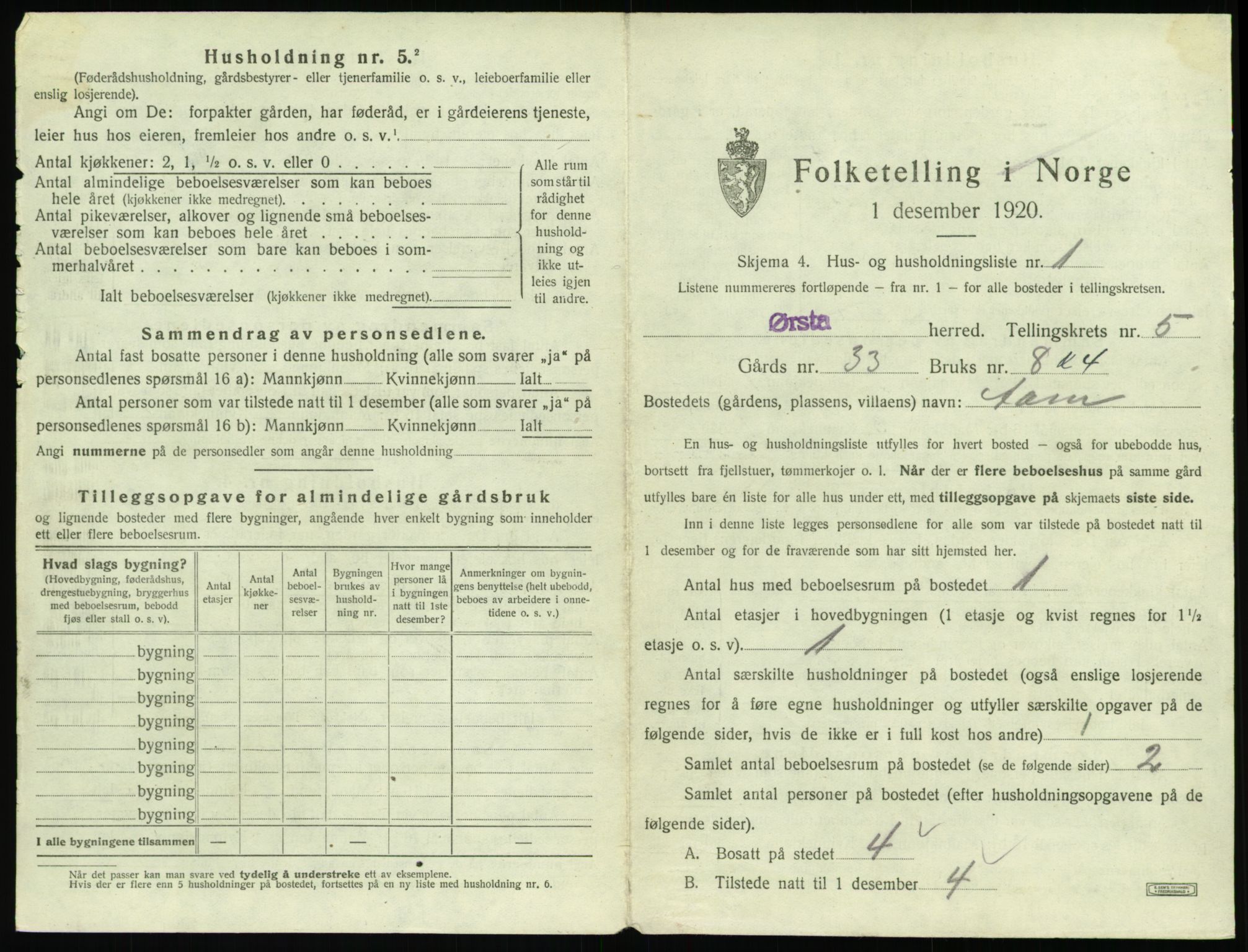 SAT, 1920 census for Ørsta, 1920, p. 504