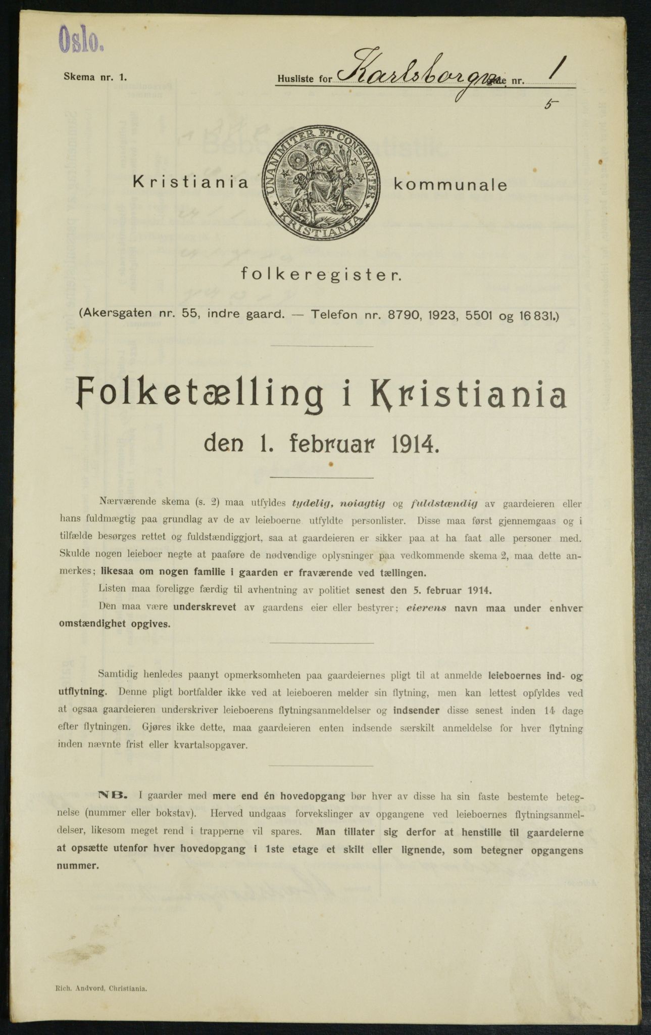 OBA, Municipal Census 1914 for Kristiania, 1914, p. 48882