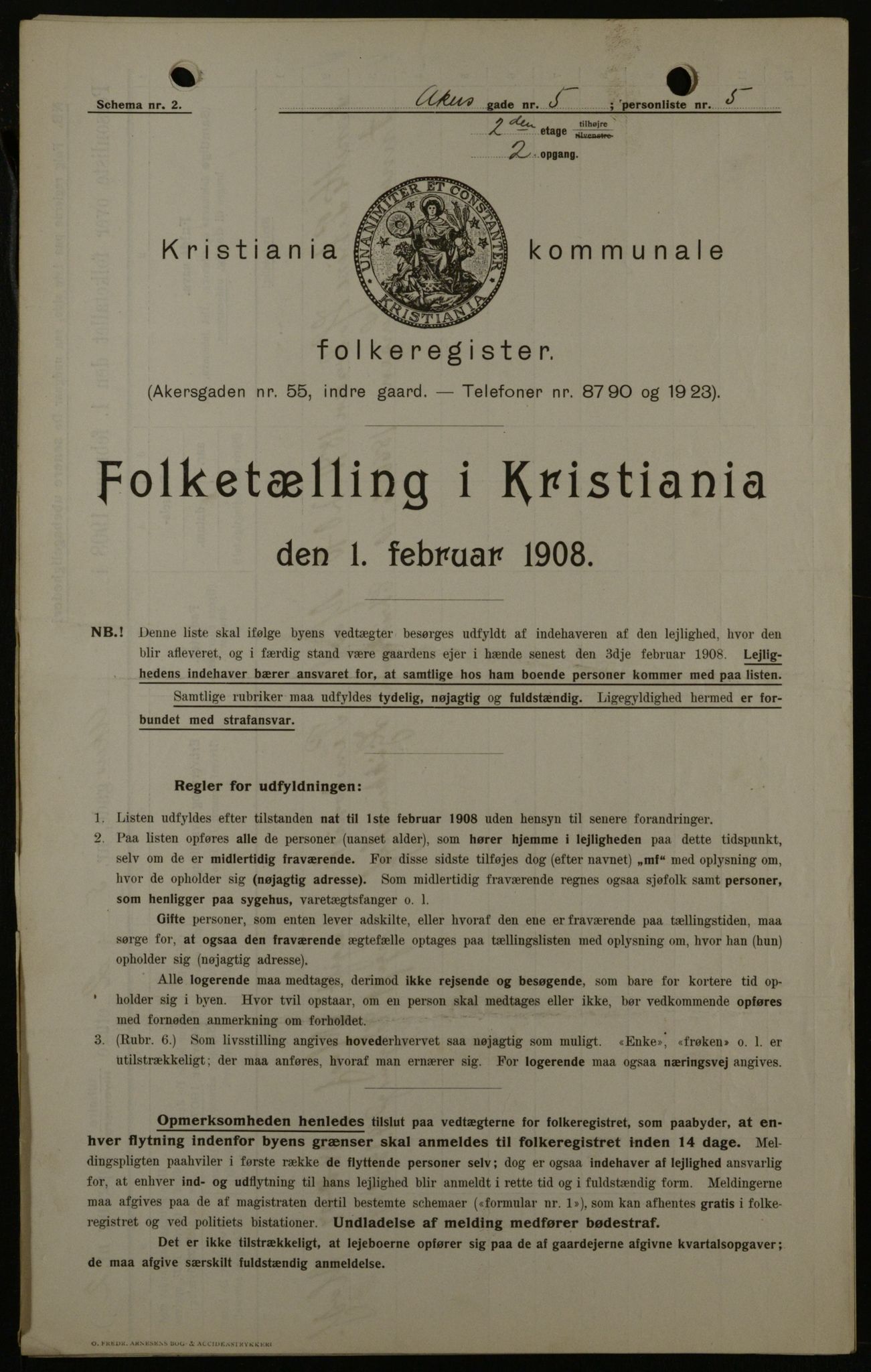 OBA, Municipal Census 1908 for Kristiania, 1908, p. 345