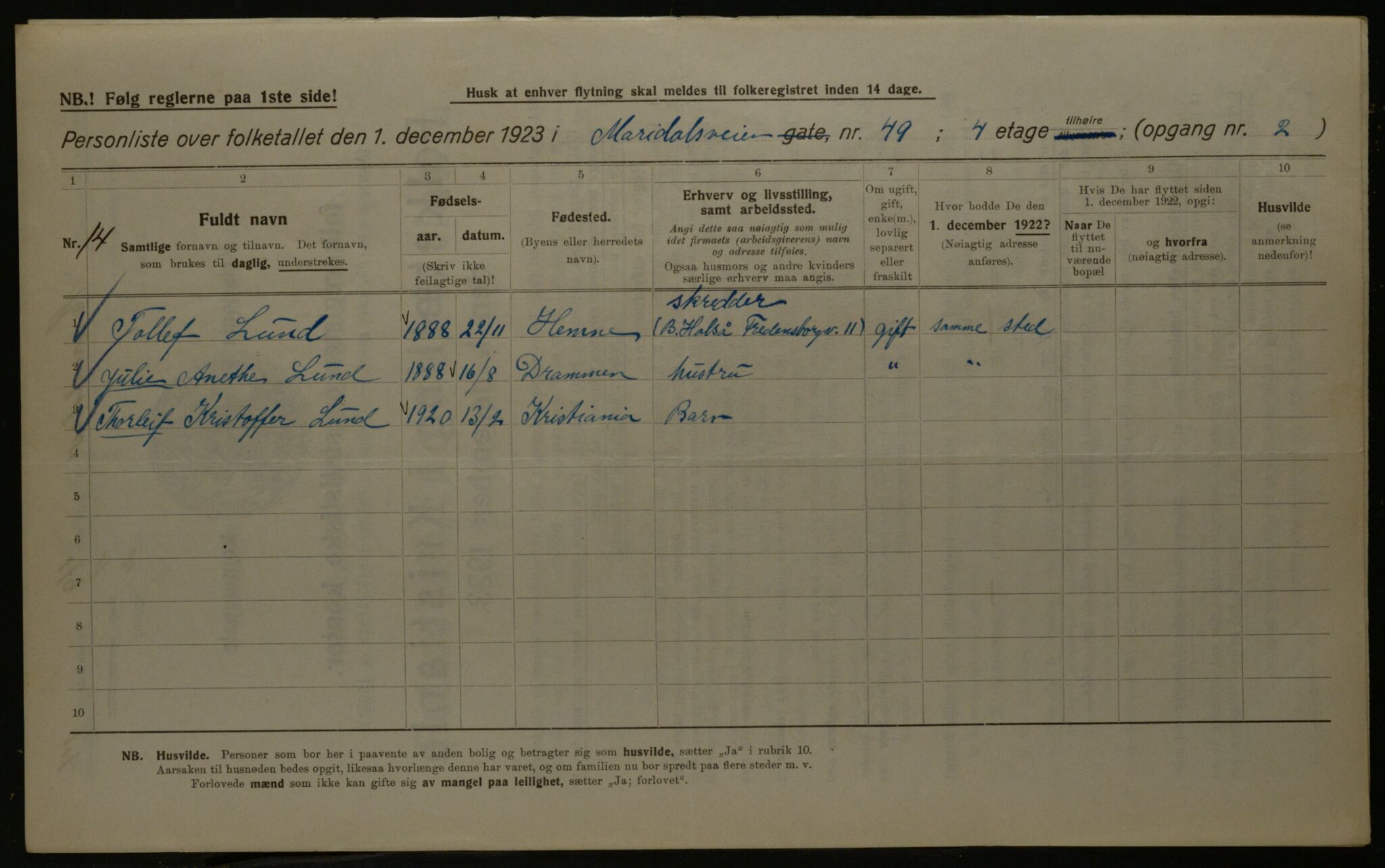 OBA, Municipal Census 1923 for Kristiania, 1923, p. 68131