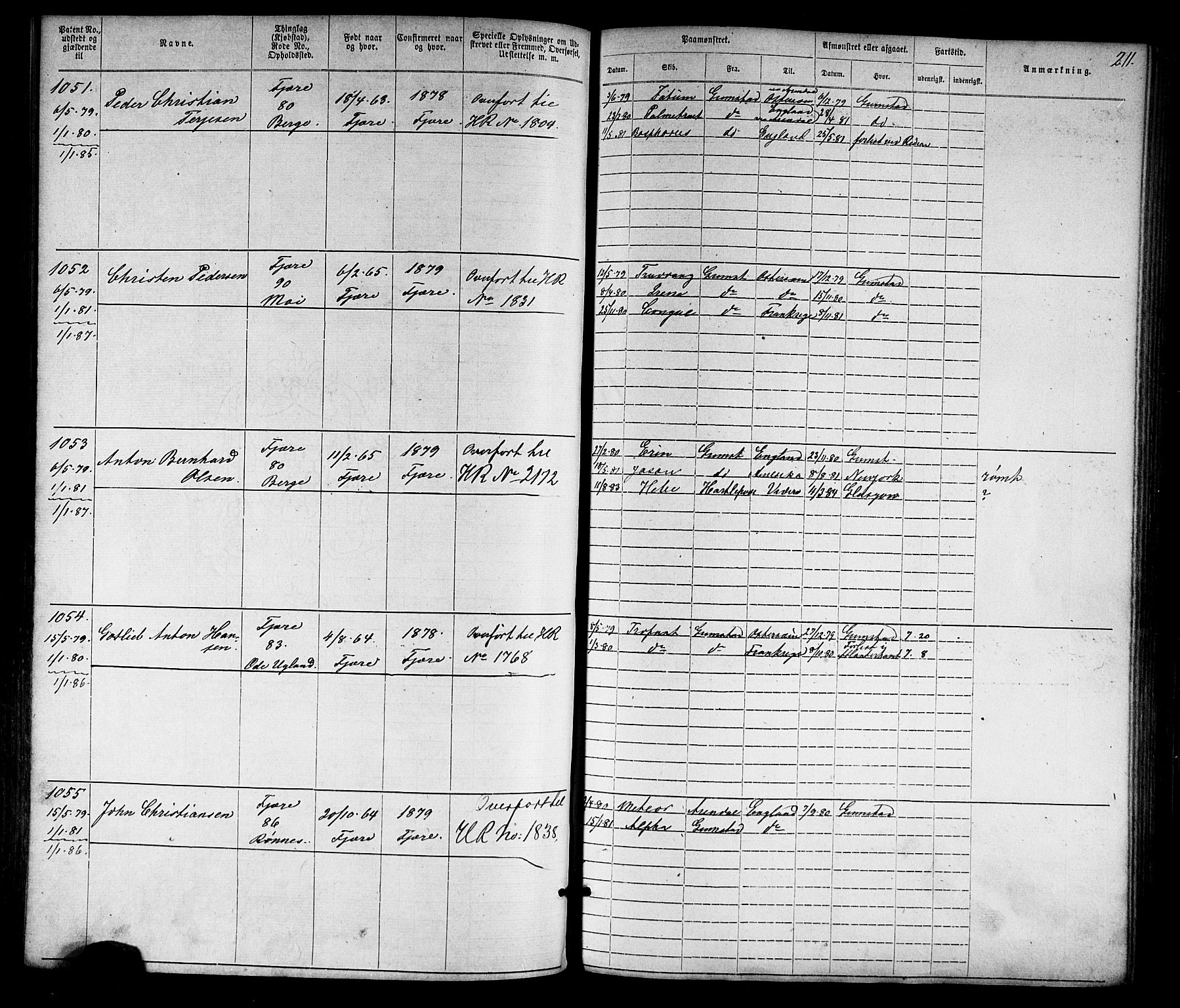 Grimstad mønstringskrets, SAK/2031-0013/F/Fa/L0005: Annotasjonsrulle nr 1-1910 med register, V-18, 1870-1892, p. 243