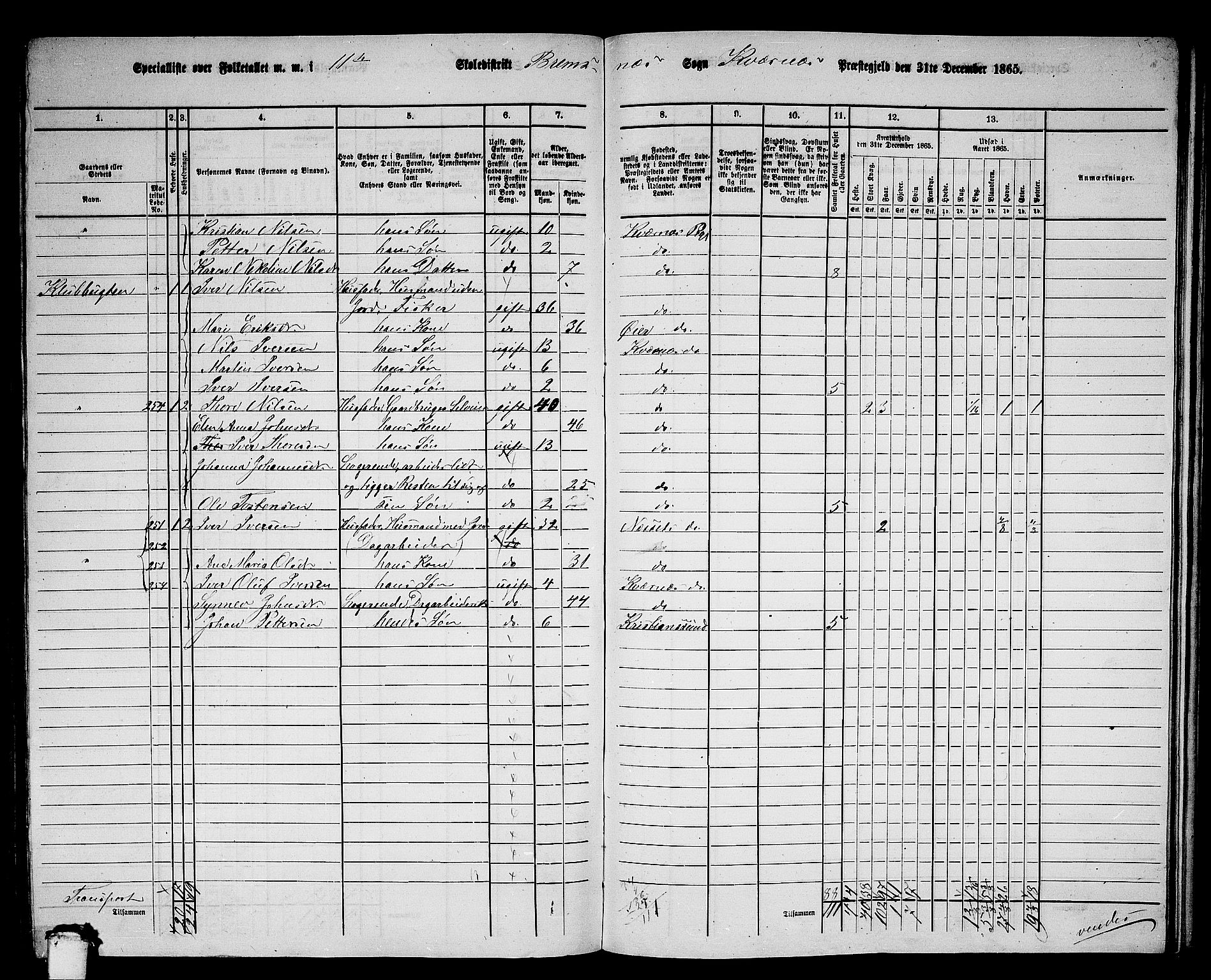 RA, 1865 census for Kvernes, 1865, p. 210