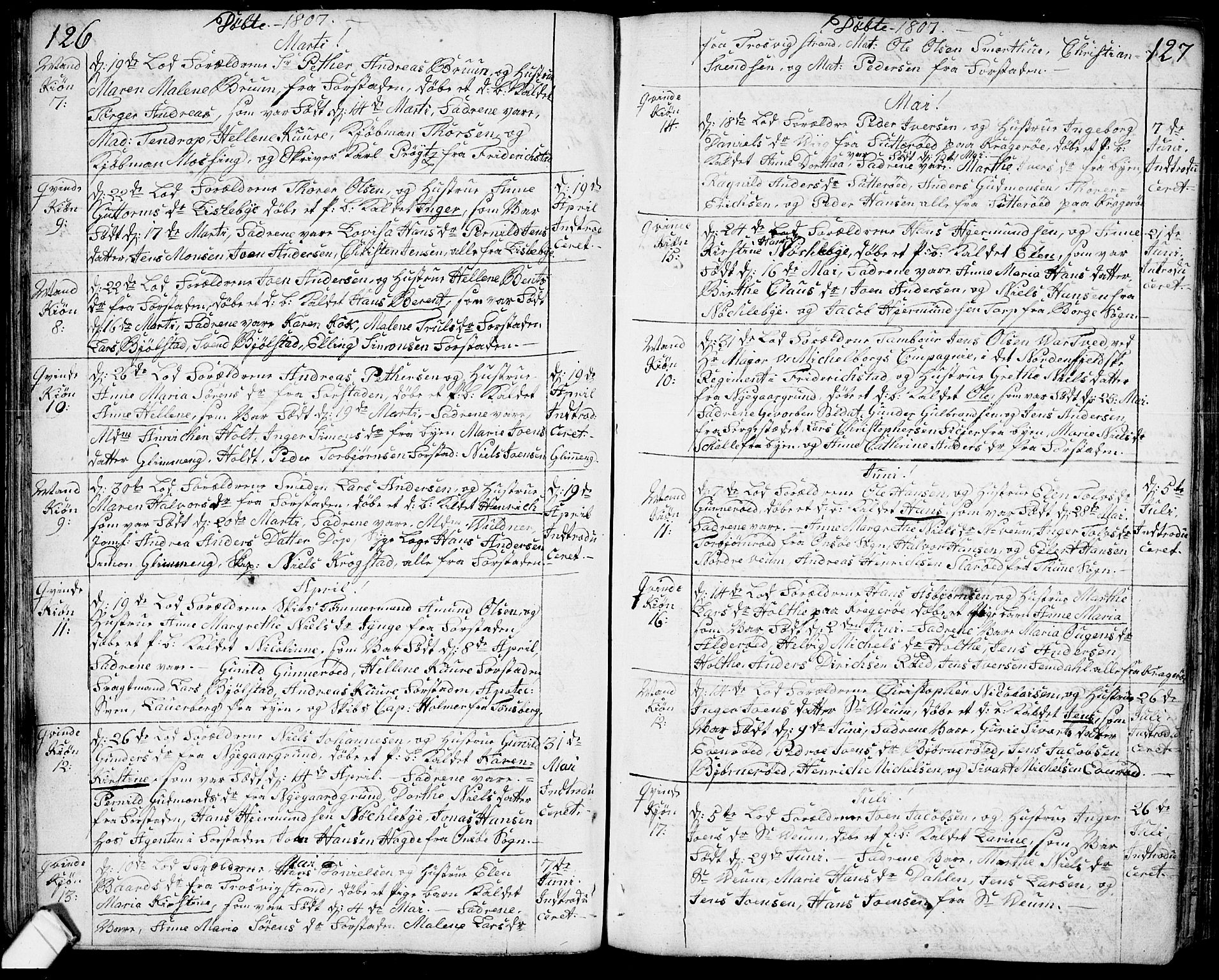Glemmen prestekontor Kirkebøker, SAO/A-10908/F/Fa/L0003: Parish register (official) no. 3, 1803-1815, p. 126-127