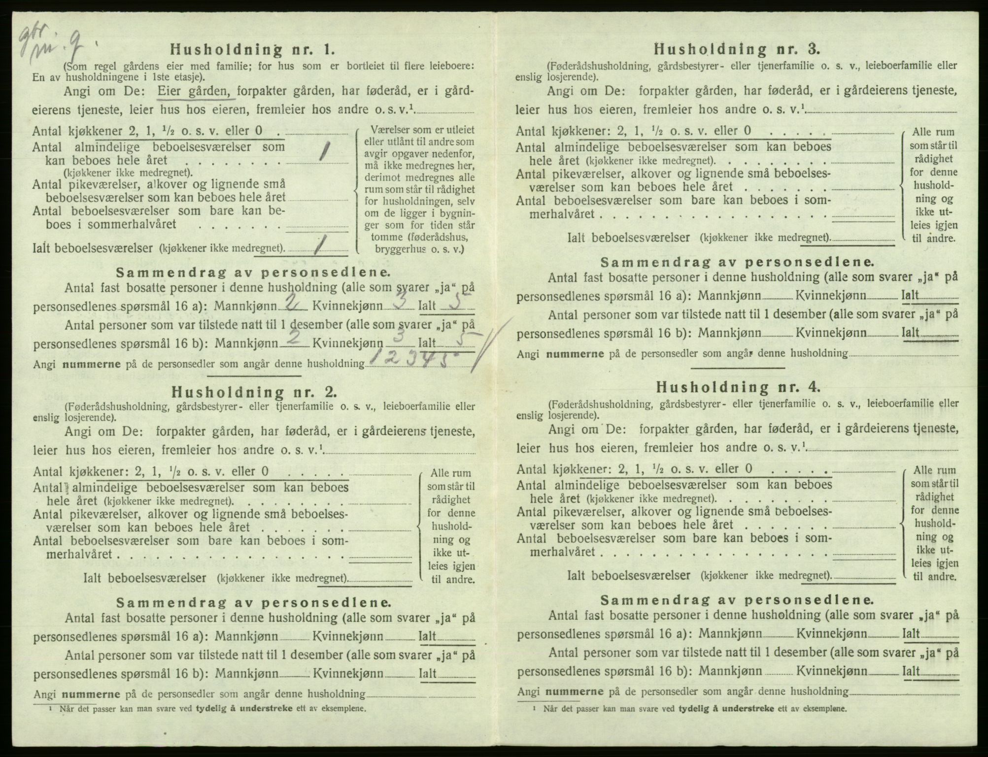 SAB, 1920 census for Eidfjord, 1920, p. 139