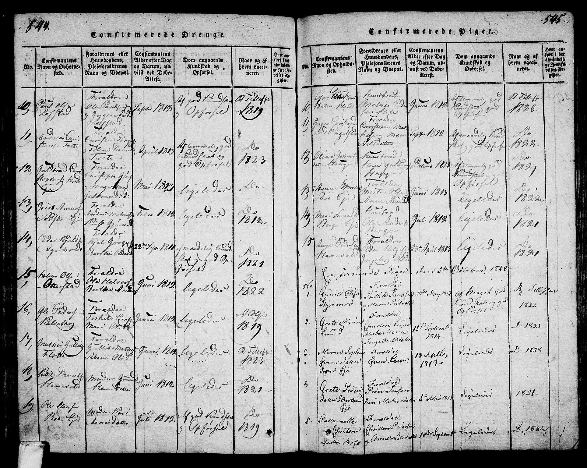 Lardal kirkebøker, AV/SAKO-A-350/F/Fa/L0005: Parish register (official) no. I 5, 1814-1835, p. 544-545