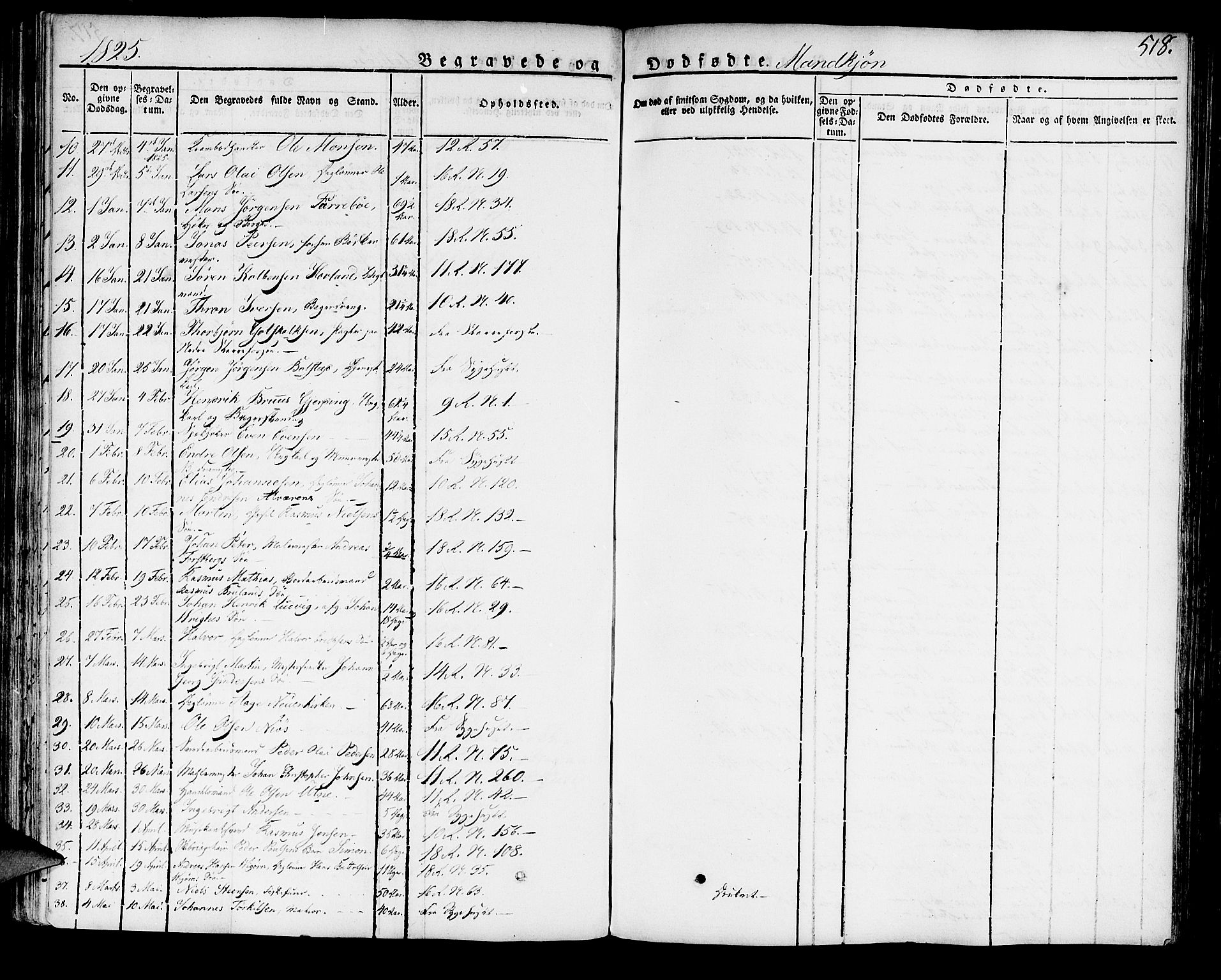 Domkirken sokneprestembete, SAB/A-74801/H/Haa/L0012: Parish register (official) no. A 12, 1821-1840, p. 518
